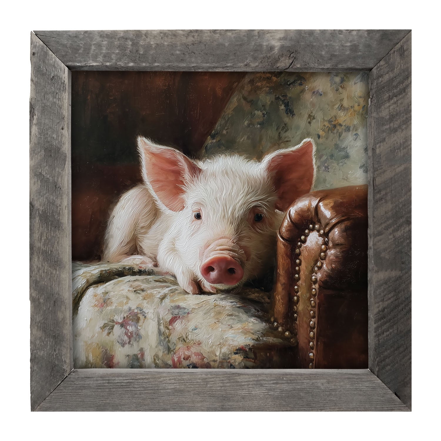 Armchair with Pig - Framed Art