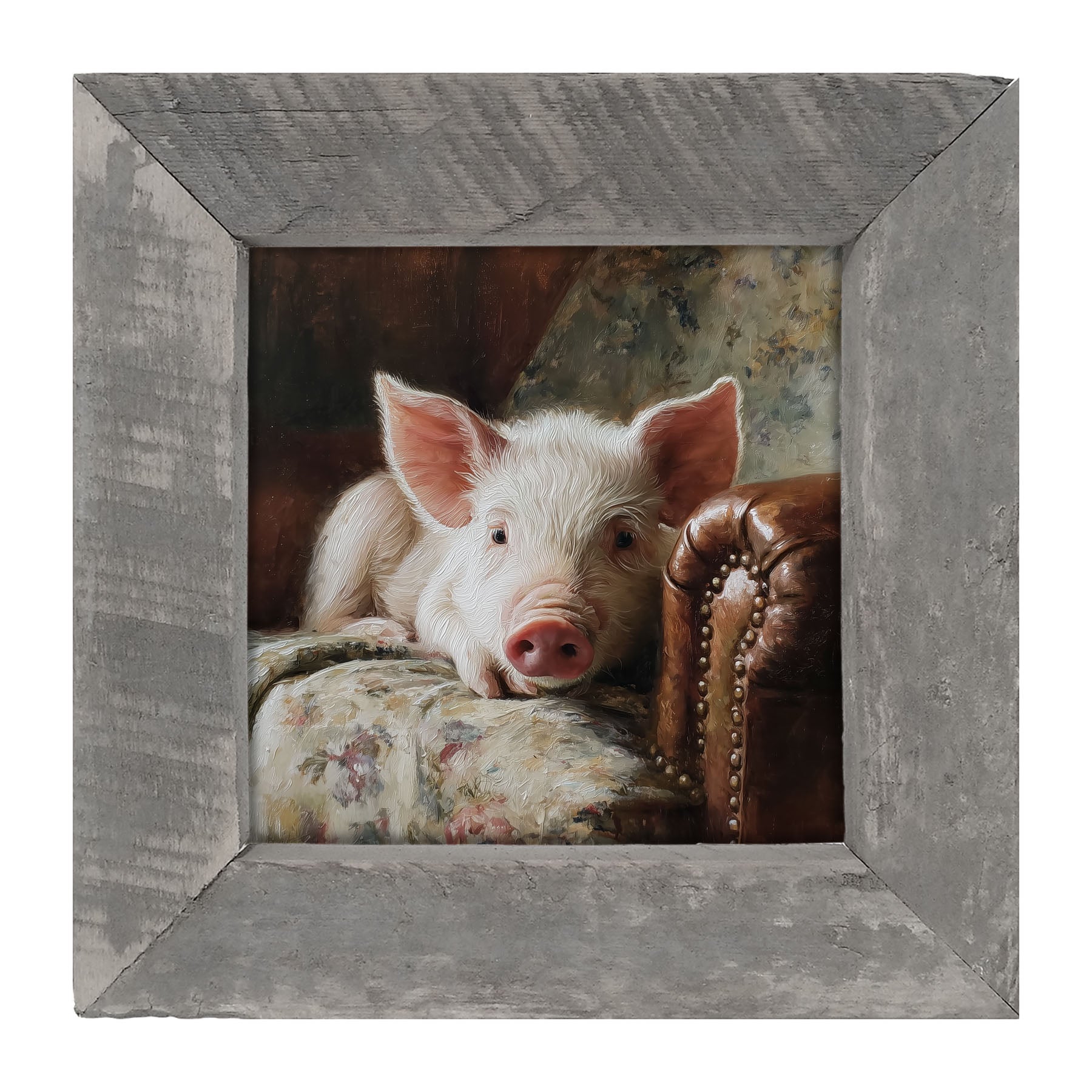 Armchair with Pig - Framed Art