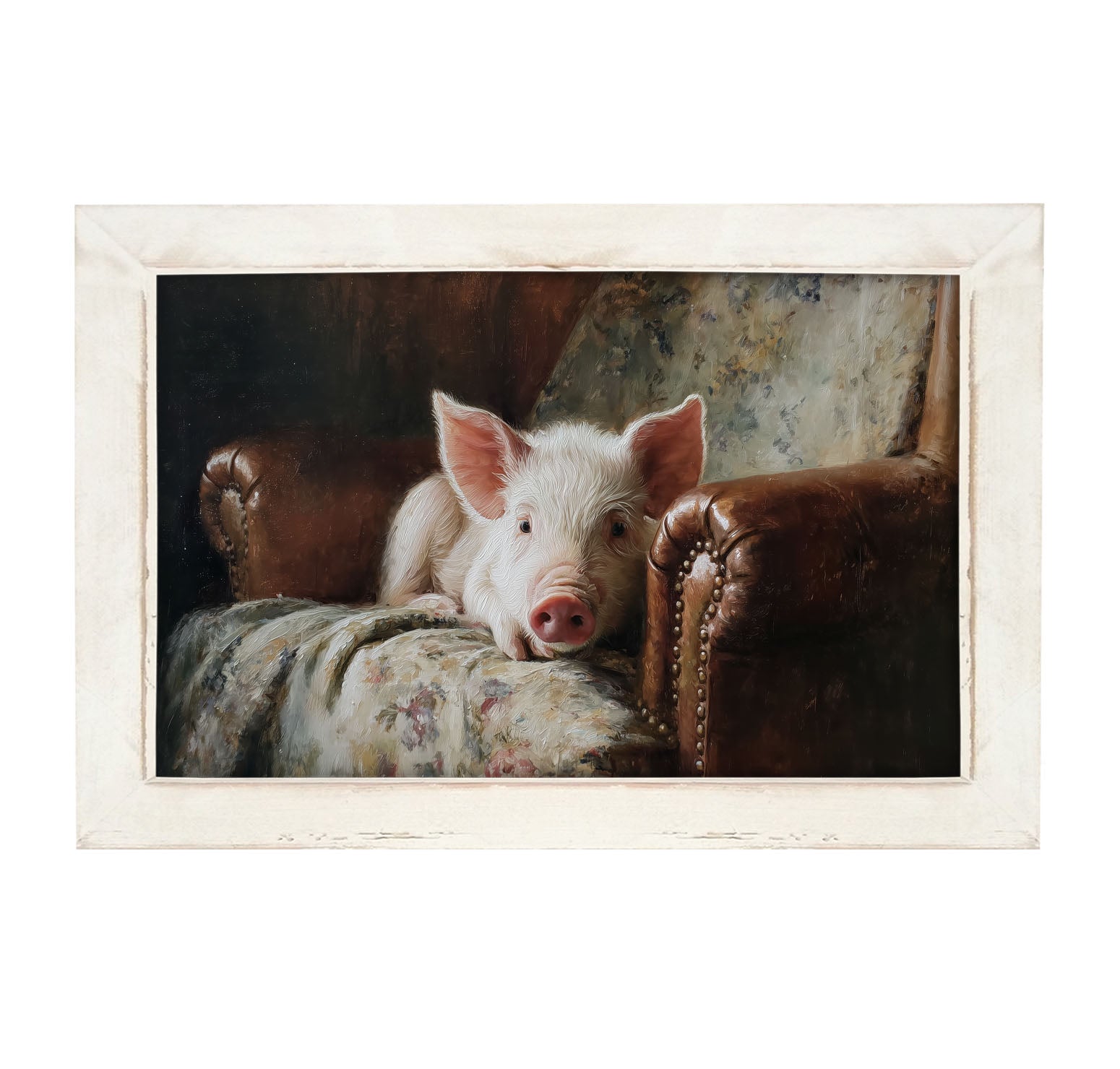 Armchair with Pig - Framed Art