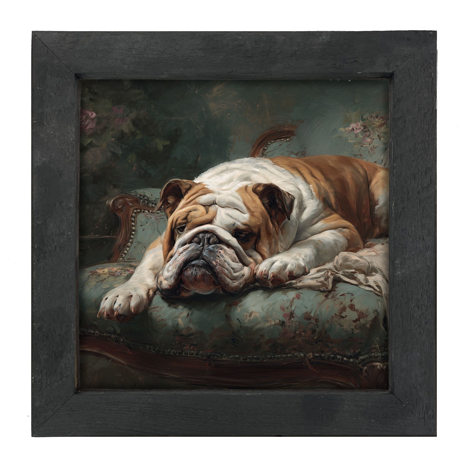 Armchair with Bulldog - Framed Art