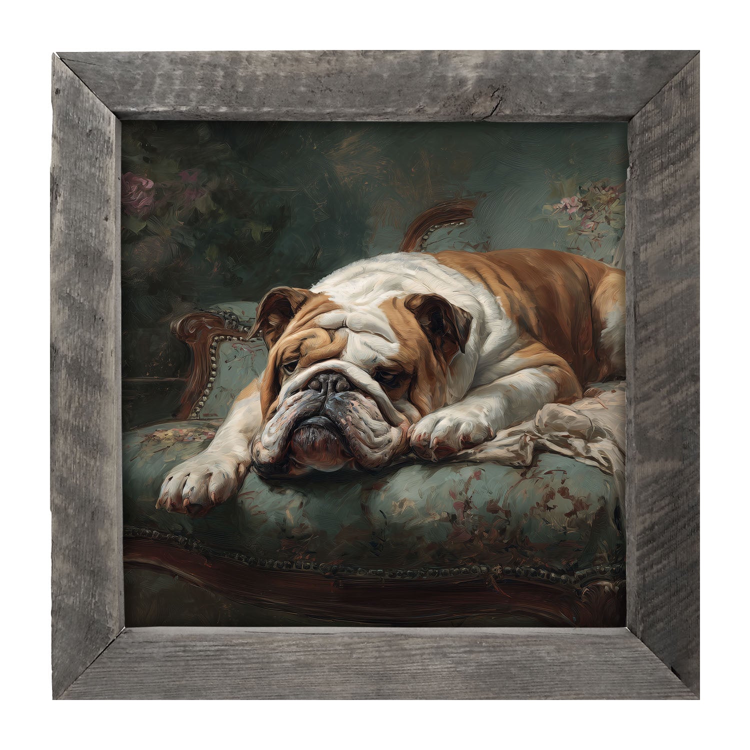 Armchair with Bulldog - Framed Art