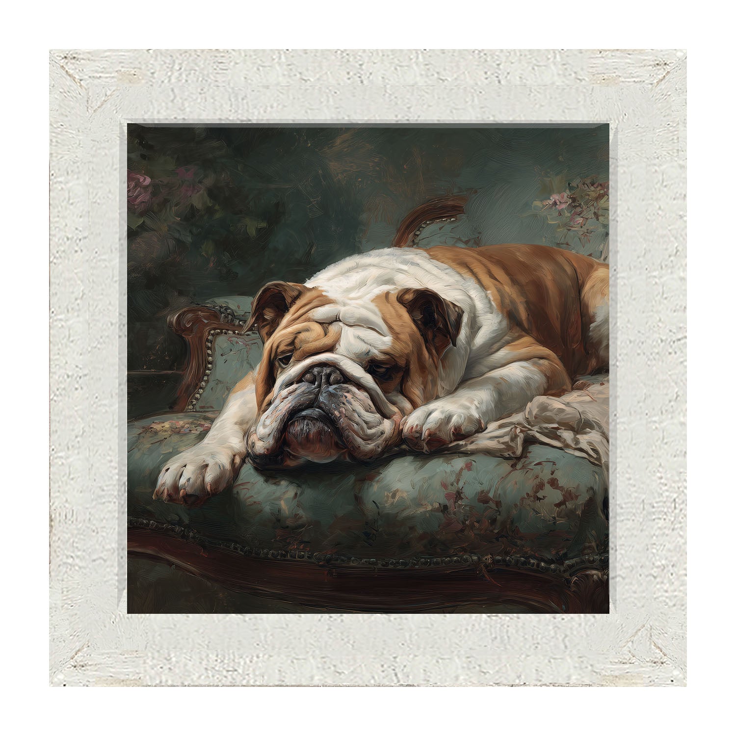 Armchair with Bulldog - Framed Art
