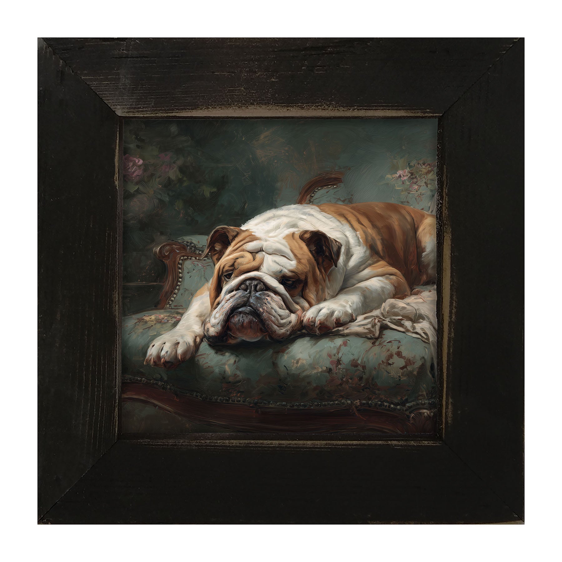 Armchair with Bulldog - Framed Art