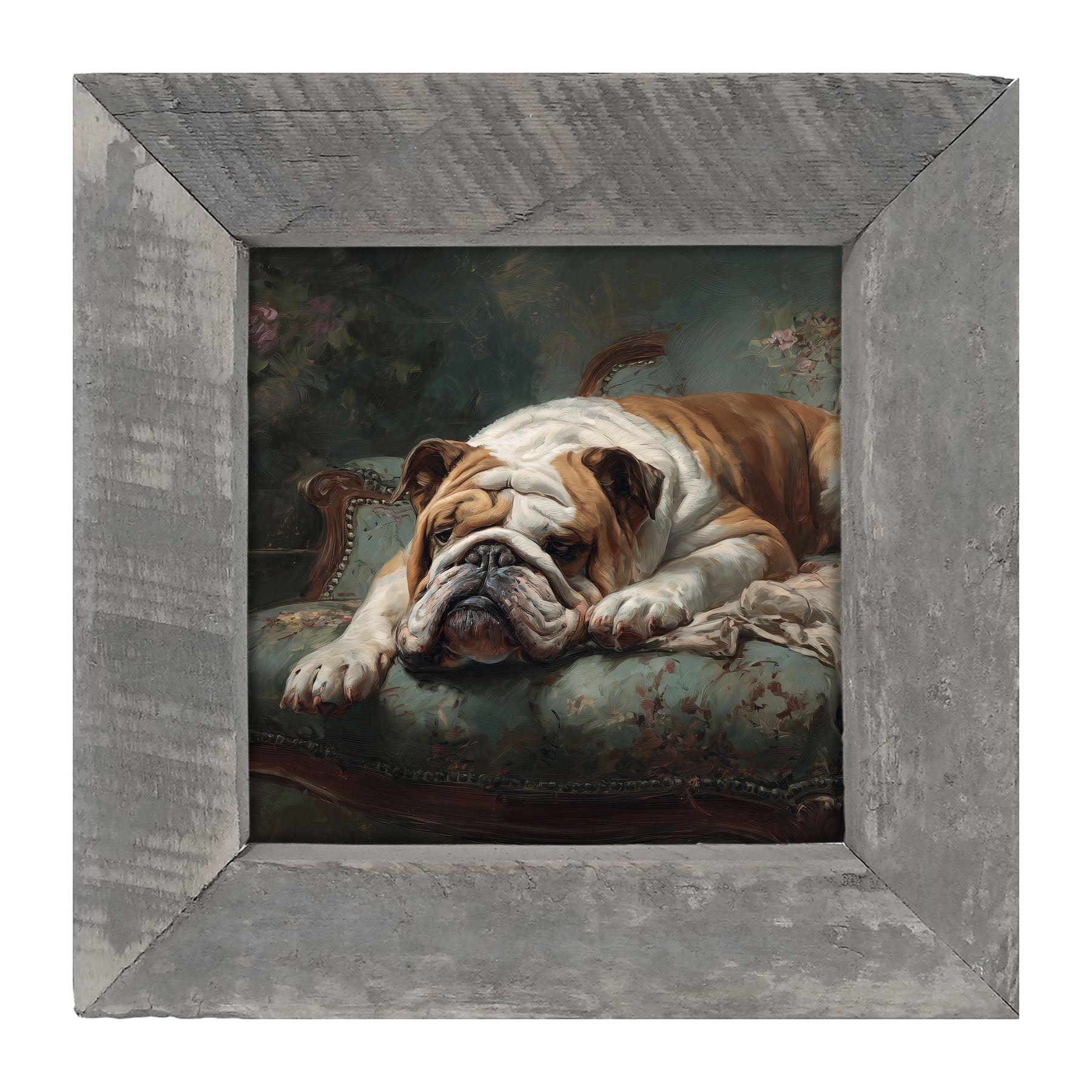 Armchair with Bulldog - Framed Art