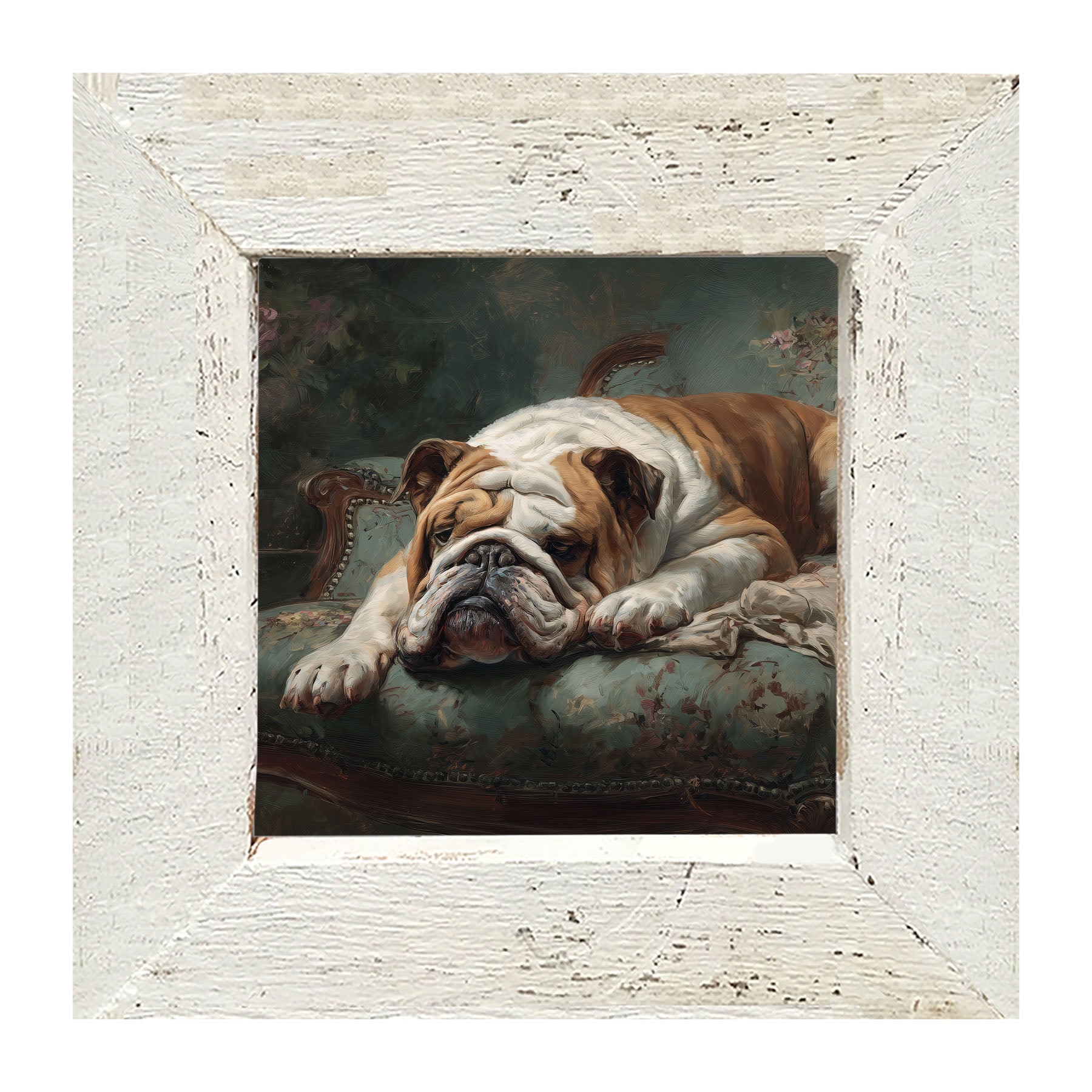 Armchair with Bulldog - Framed Art