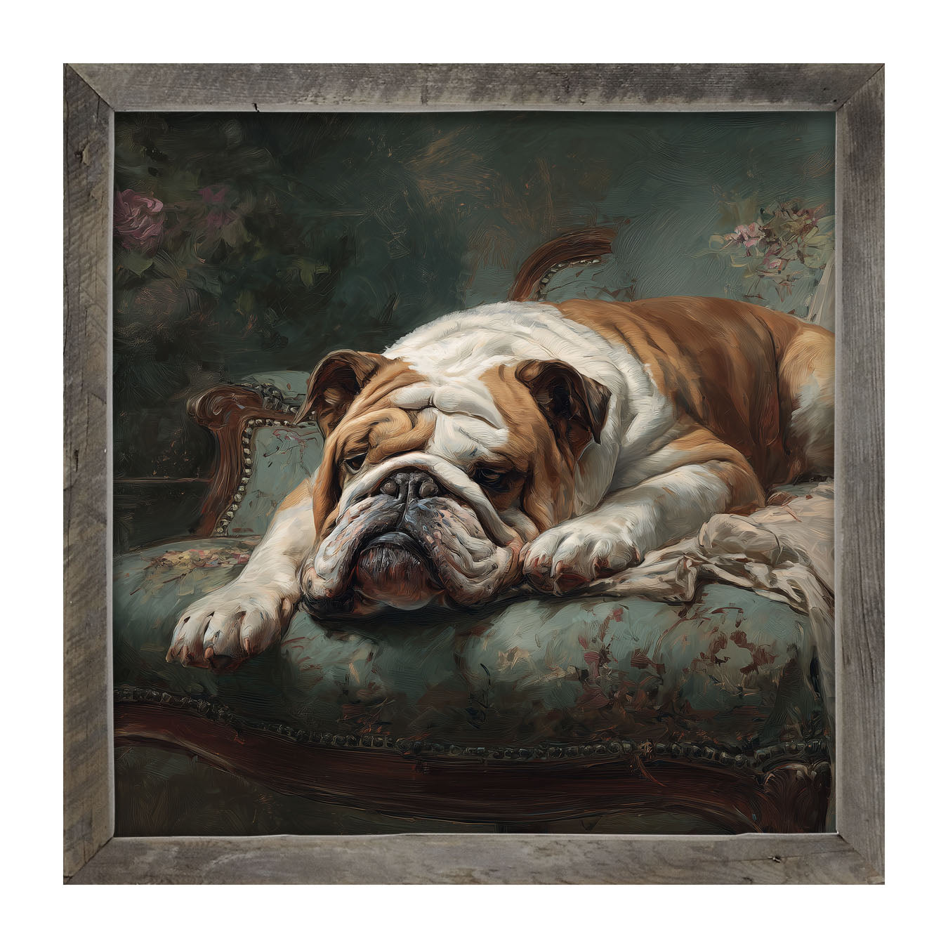 Armchair with Bulldog - Framed Art