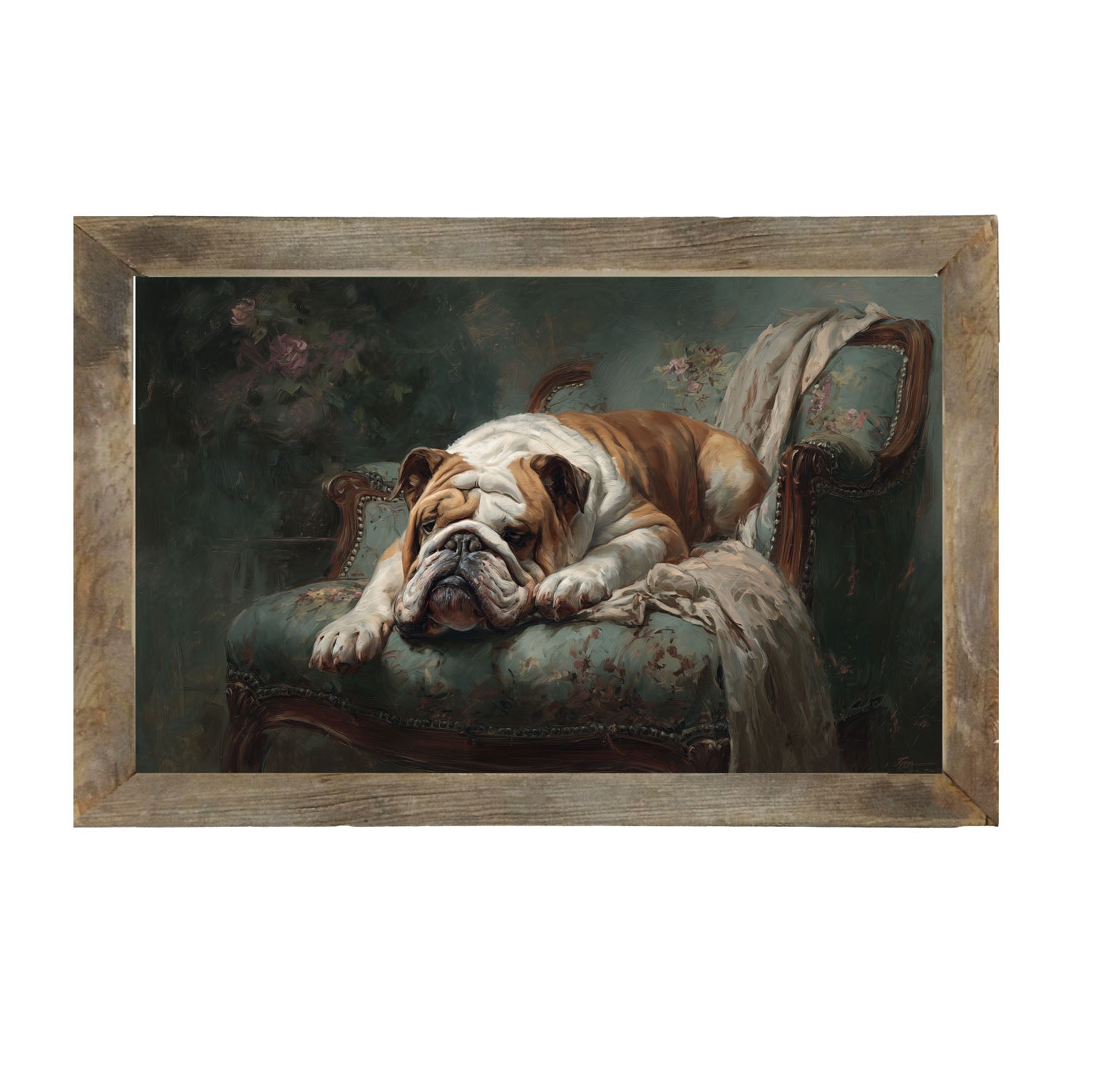 Armchair with Bulldog - Framed Art