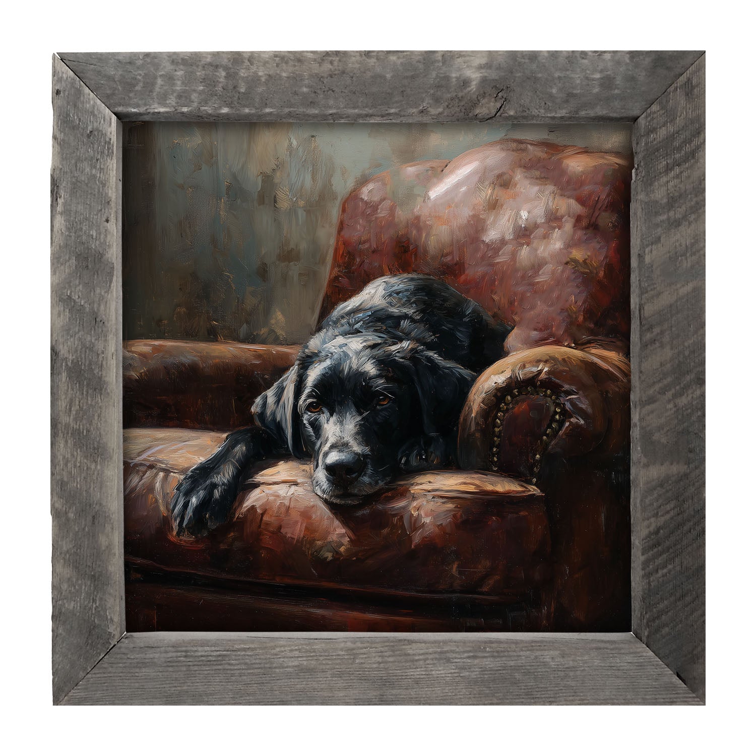 Armchair with Black Lab - Framed Art