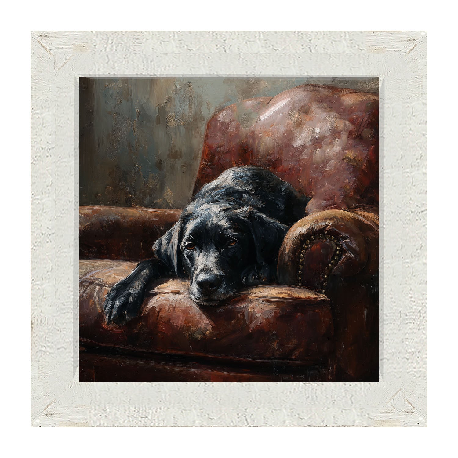 Armchair with Black Lab - Framed Art