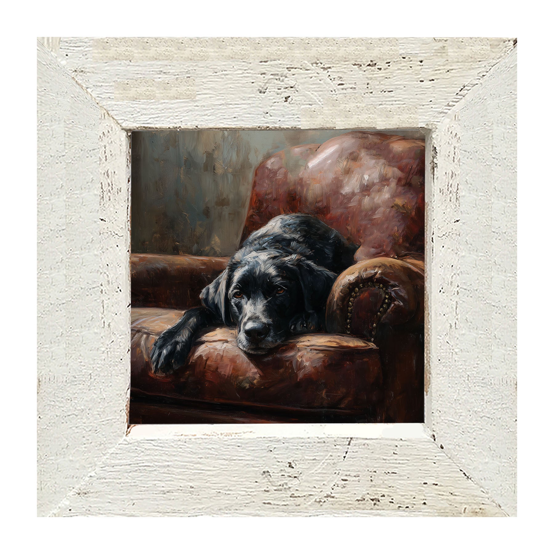 Armchair with Black Lab - Framed Art