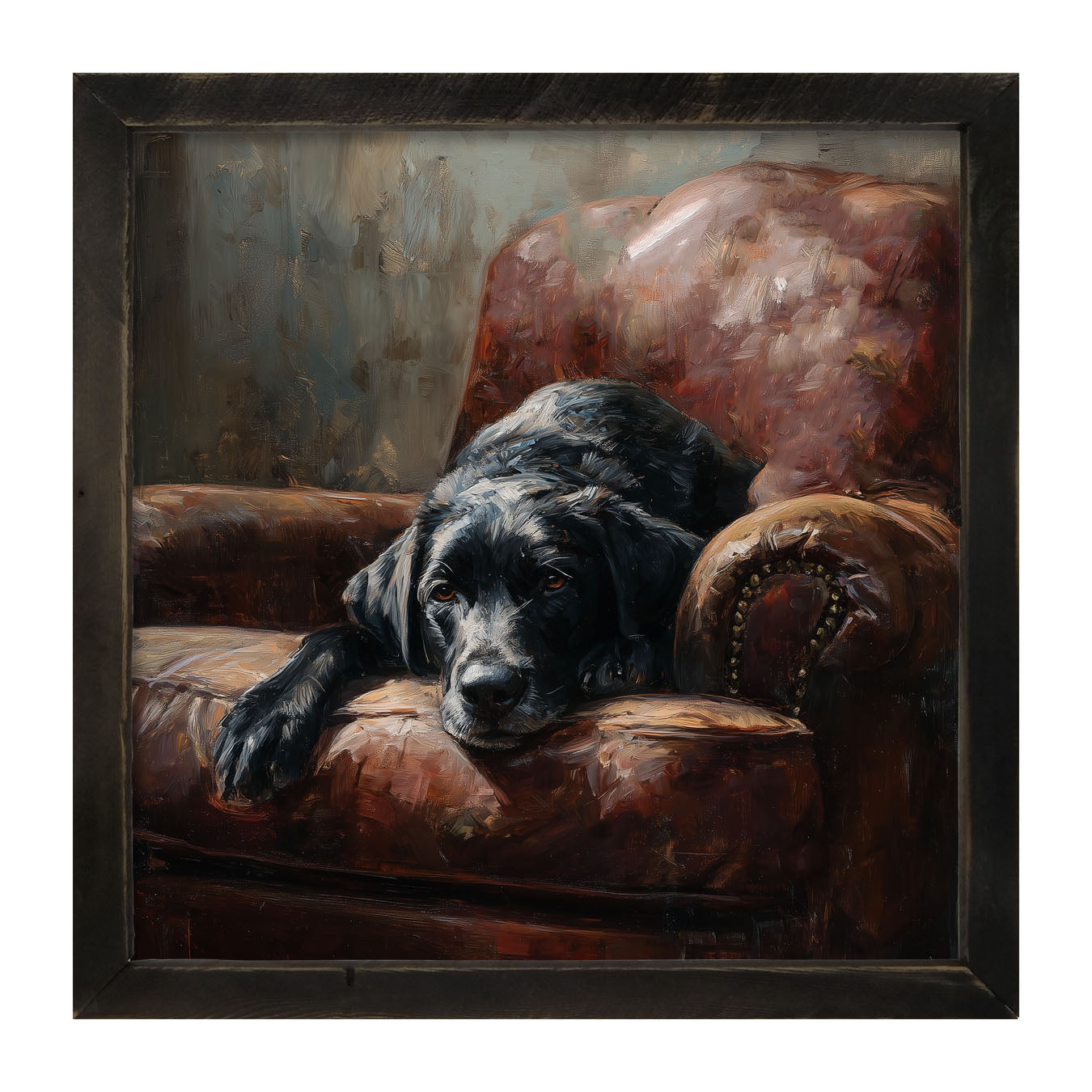 Armchair with Black Lab - Framed Art