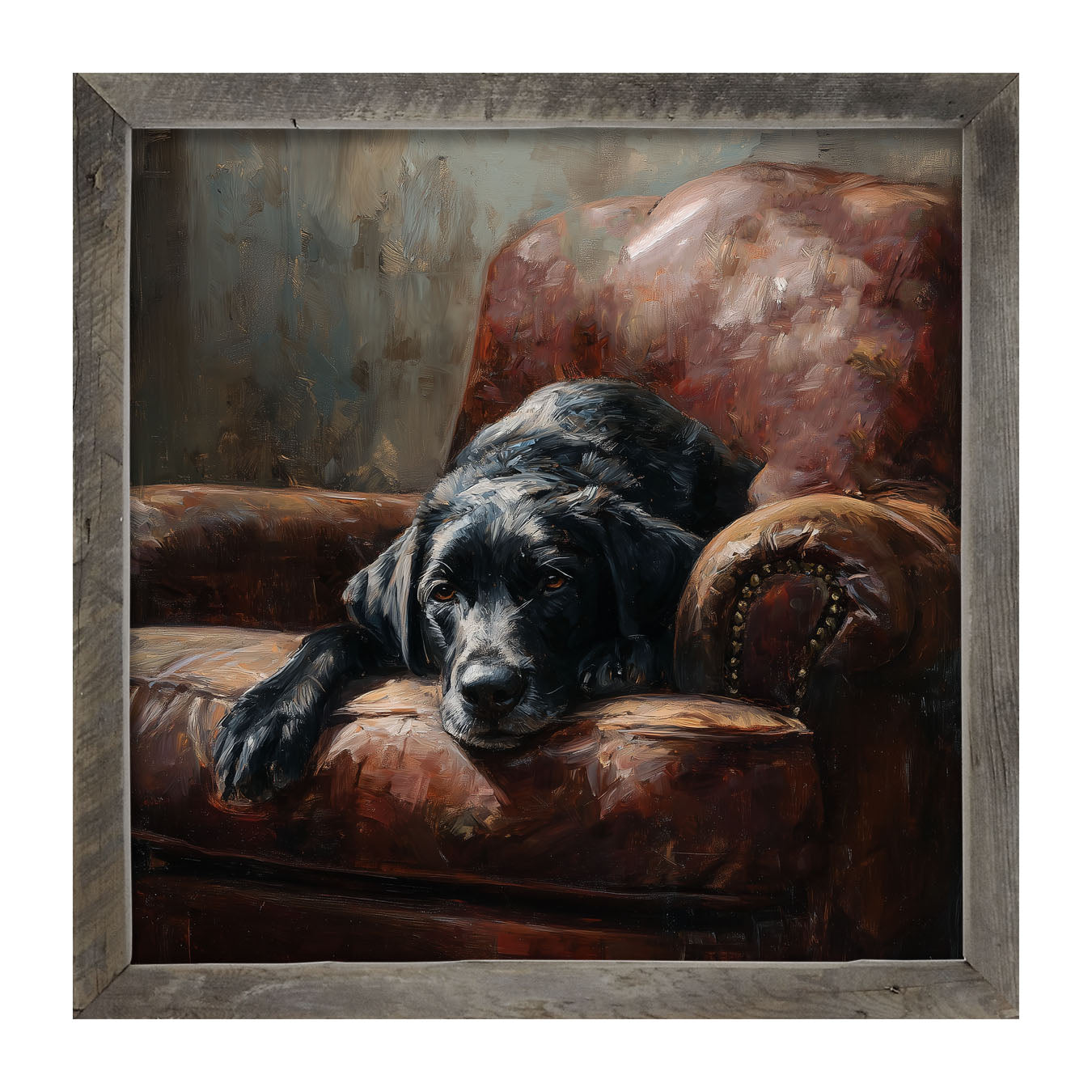 Armchair with Black Lab - Framed Art