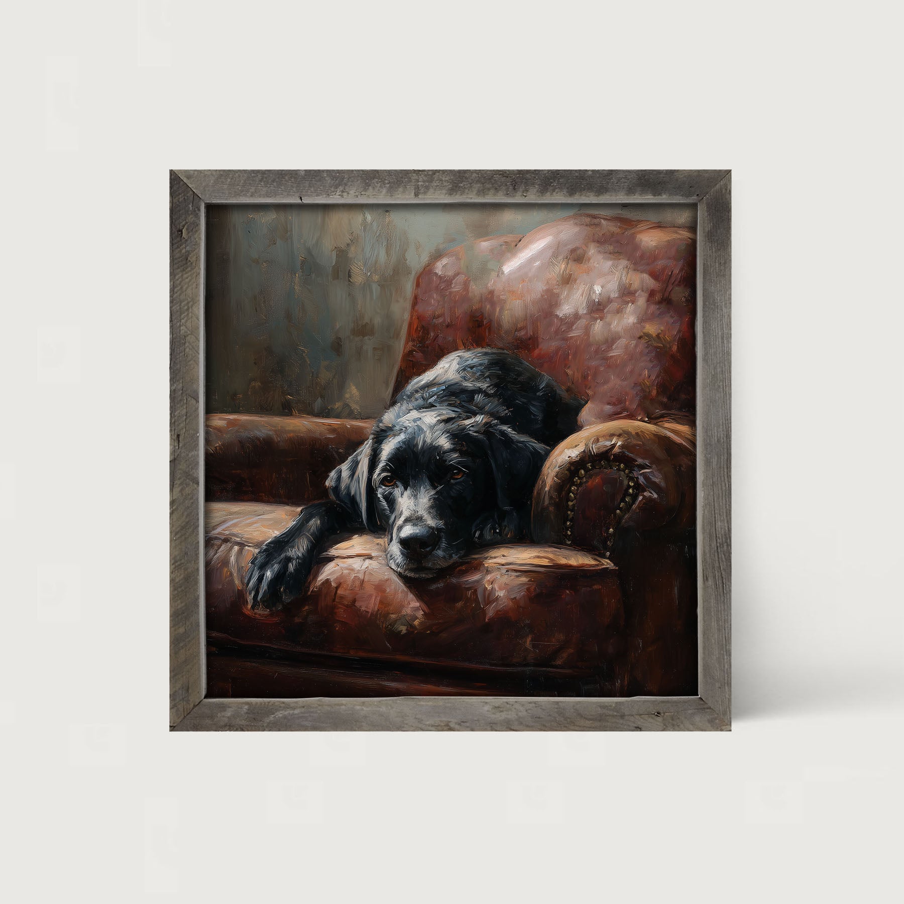 Armchair with Black Lab - Framed Art
