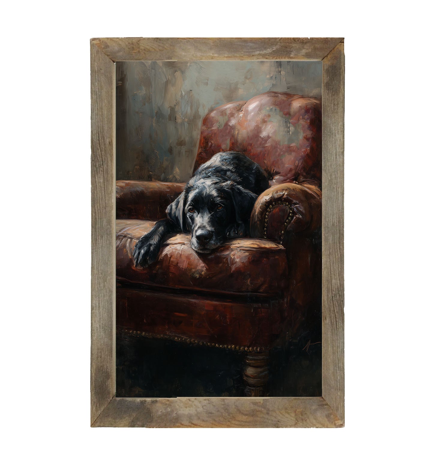 Armchair with Black Lab - Framed Art