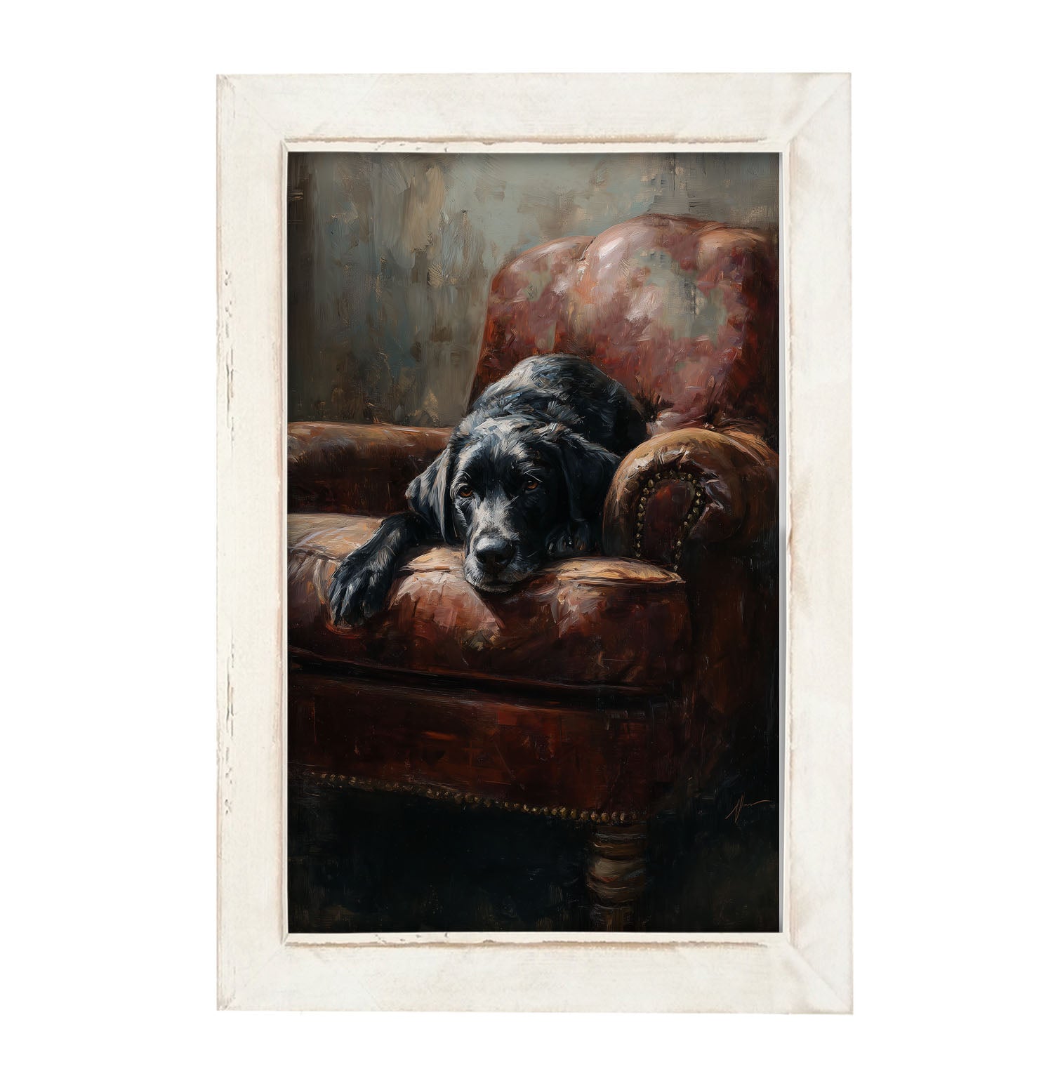 Armchair with Black Lab - Framed Art