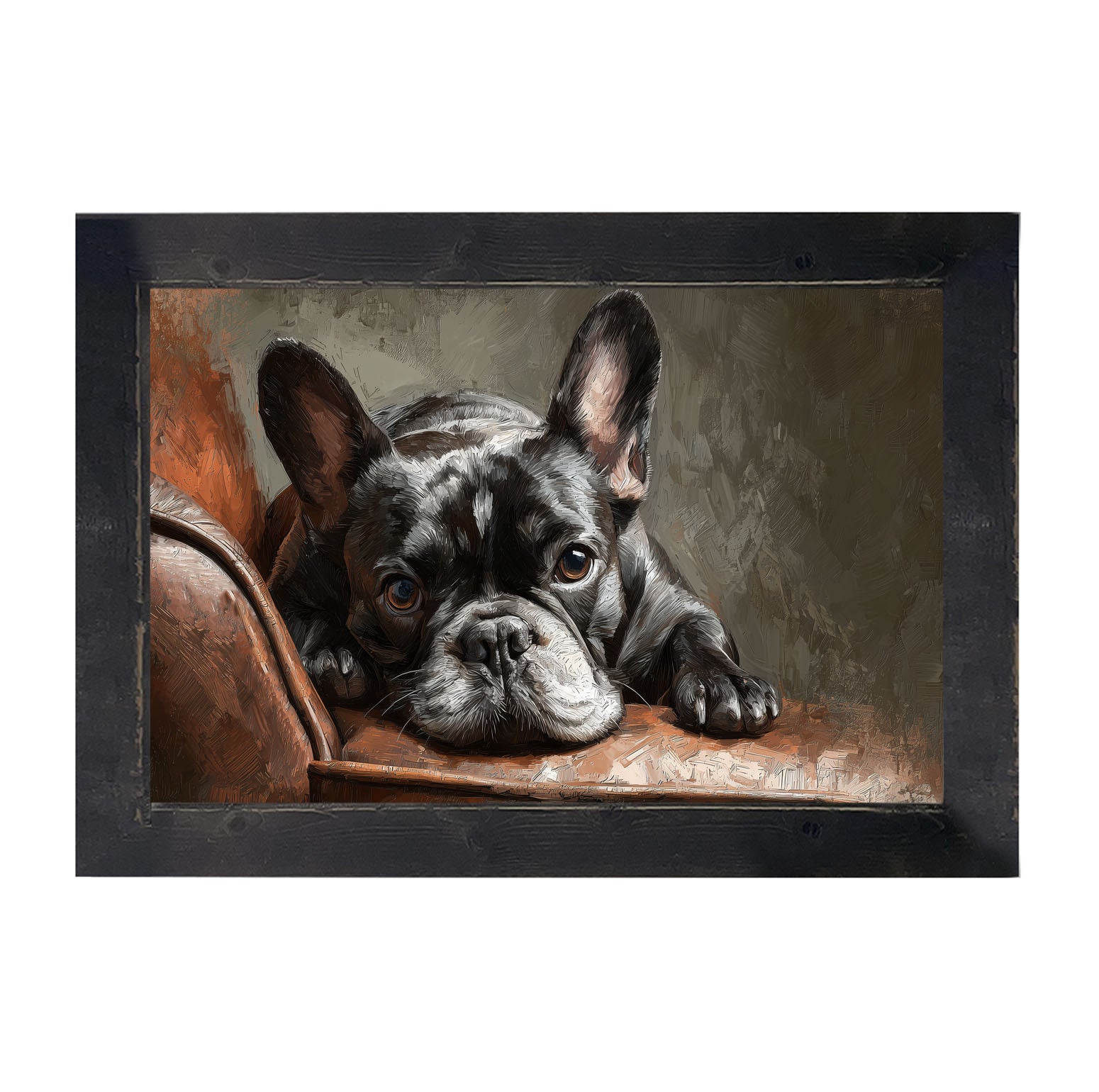Armchair with Black French Bulldog - Framed Art
