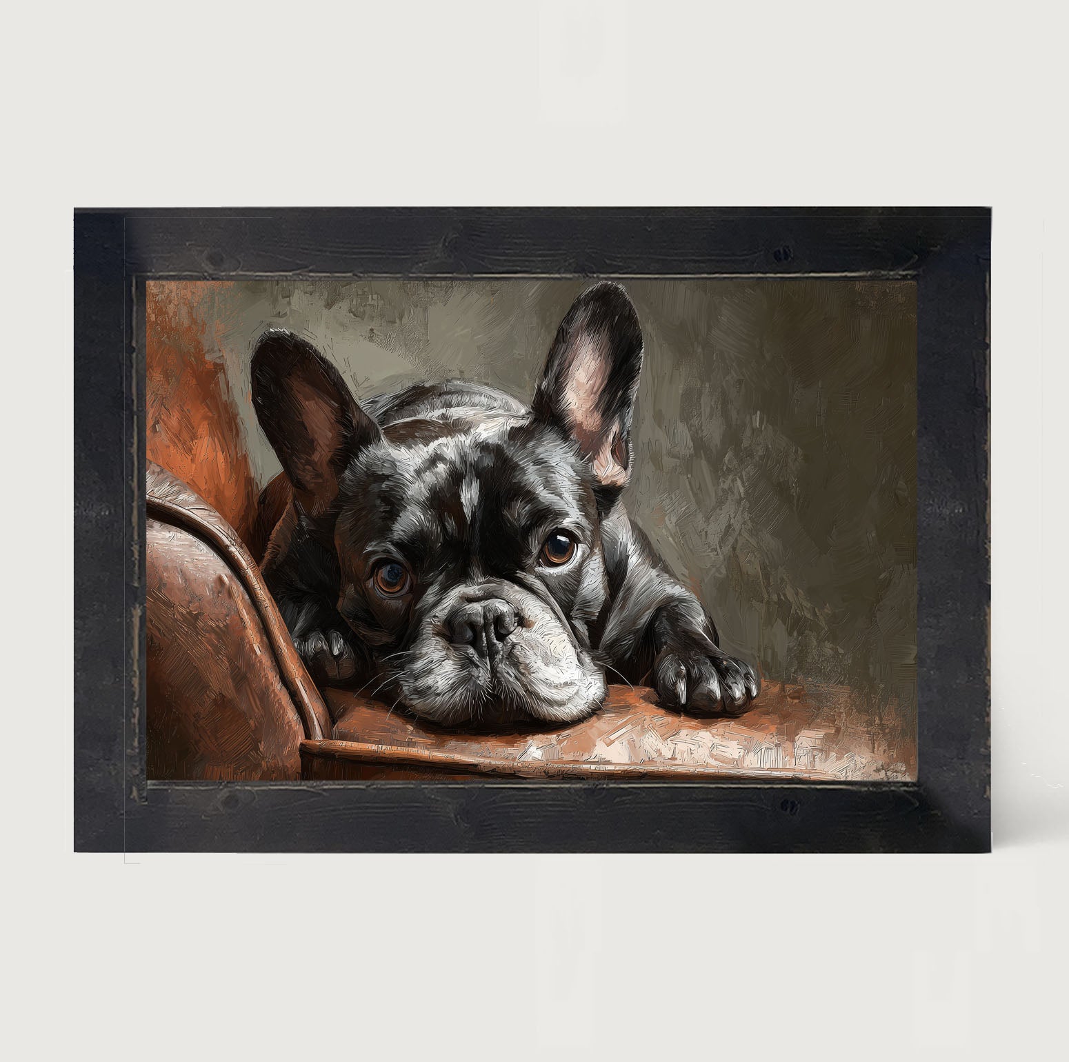 Armchair with Black French Bulldog