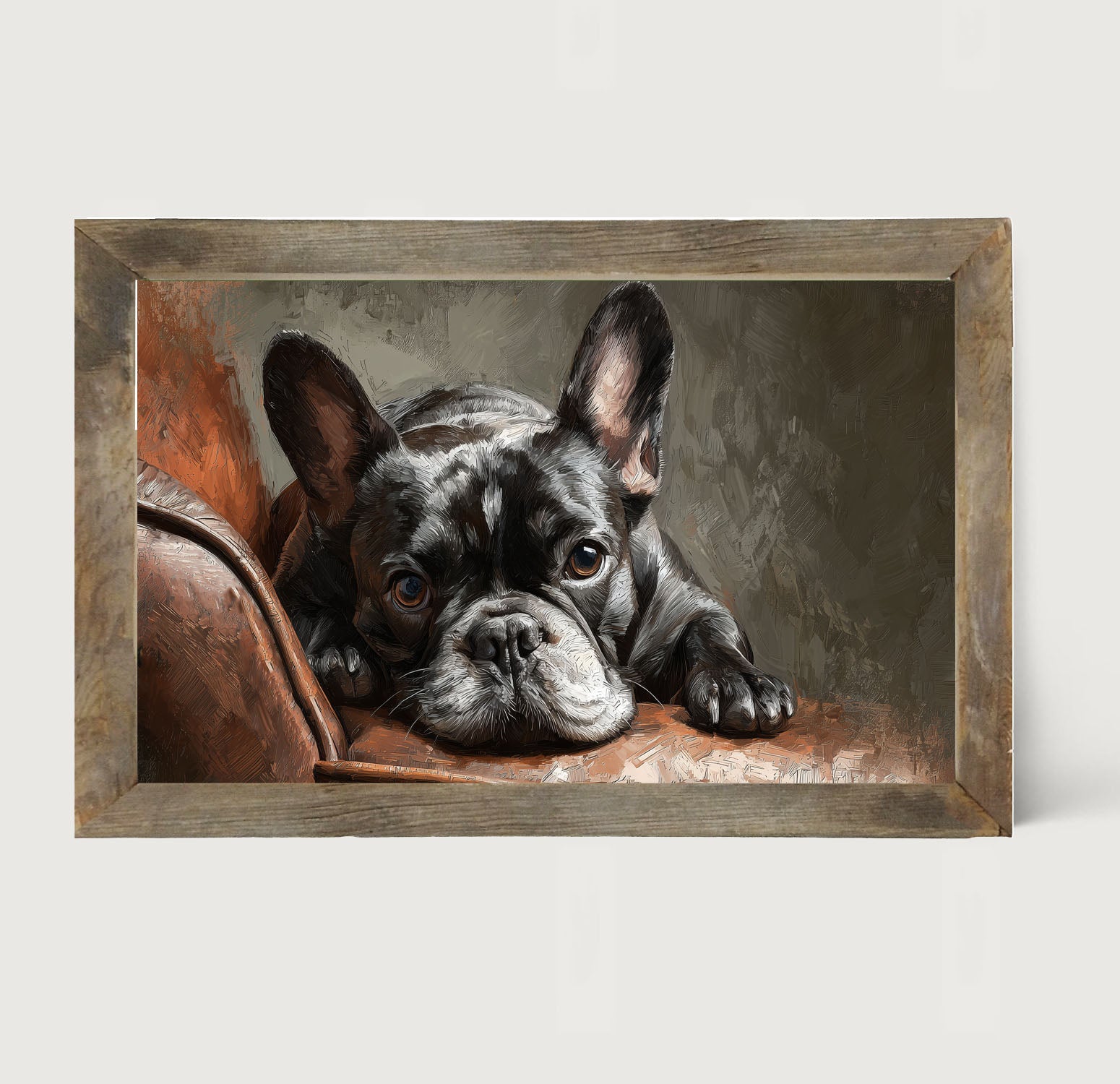 Armchair with Black French Bulldog