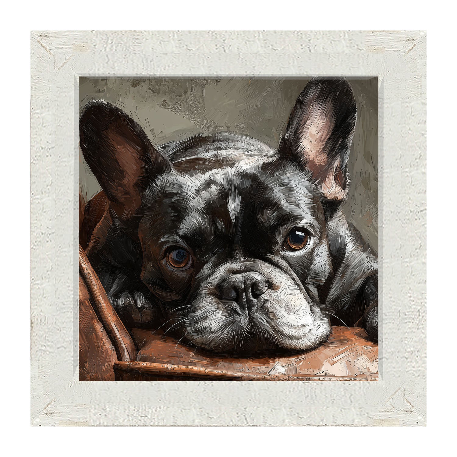 Armchair with Black French Bulldog - Framed Art