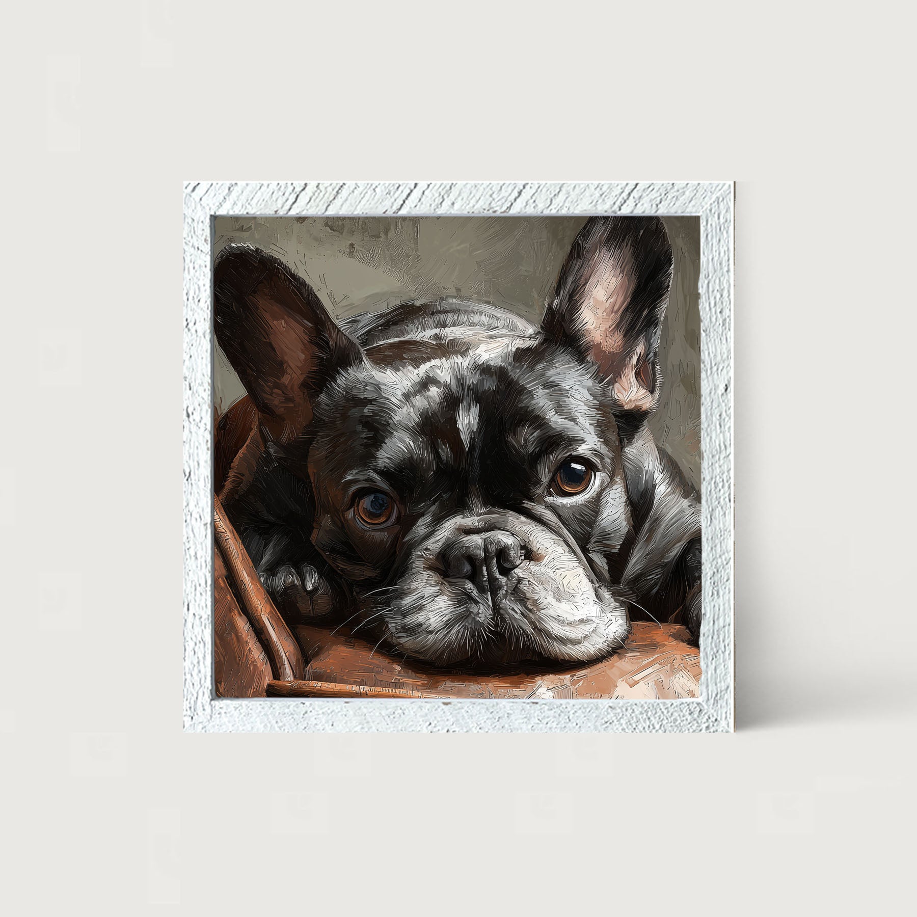Armchair with Black French Bulldog