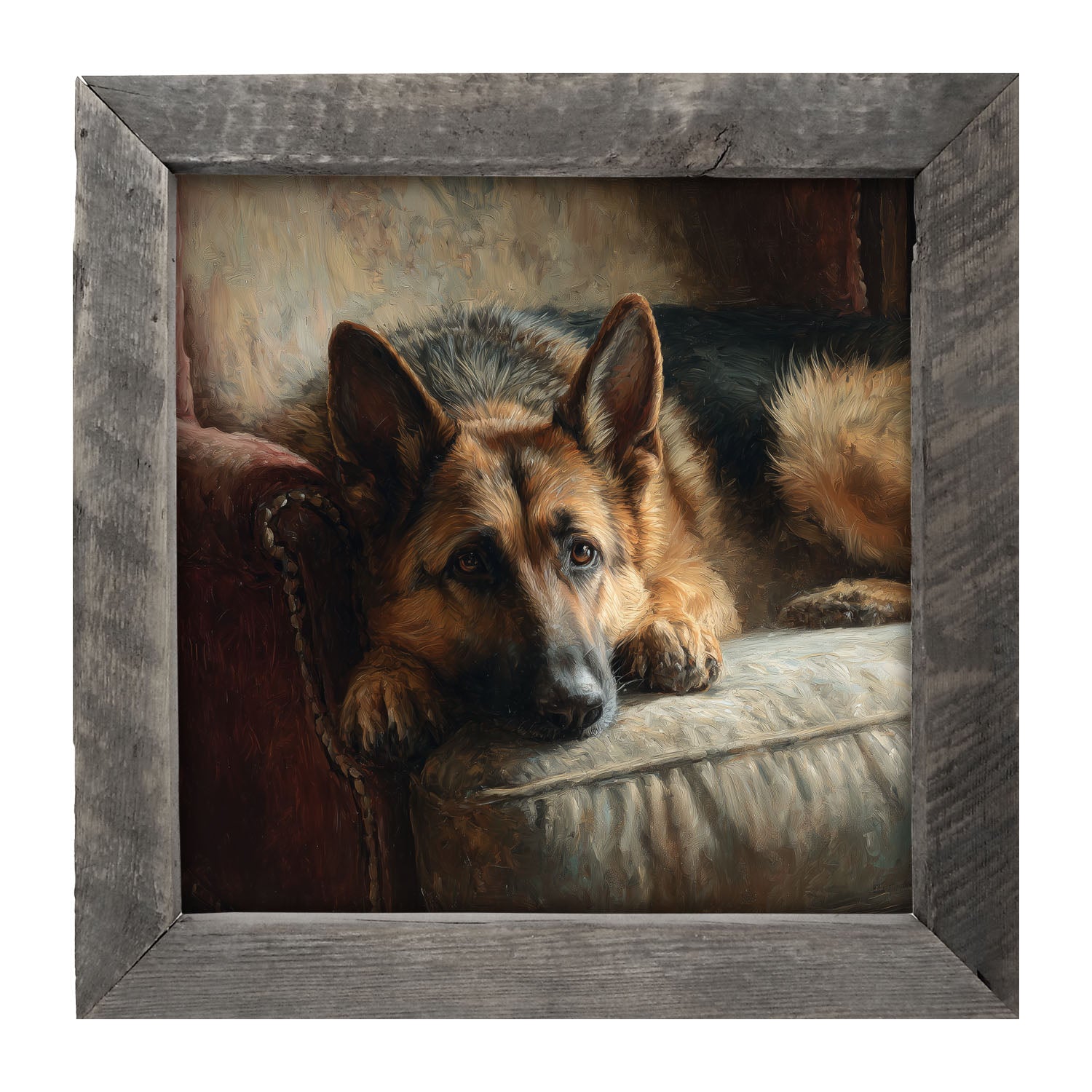 Armchair with German Shepard - Framed Art