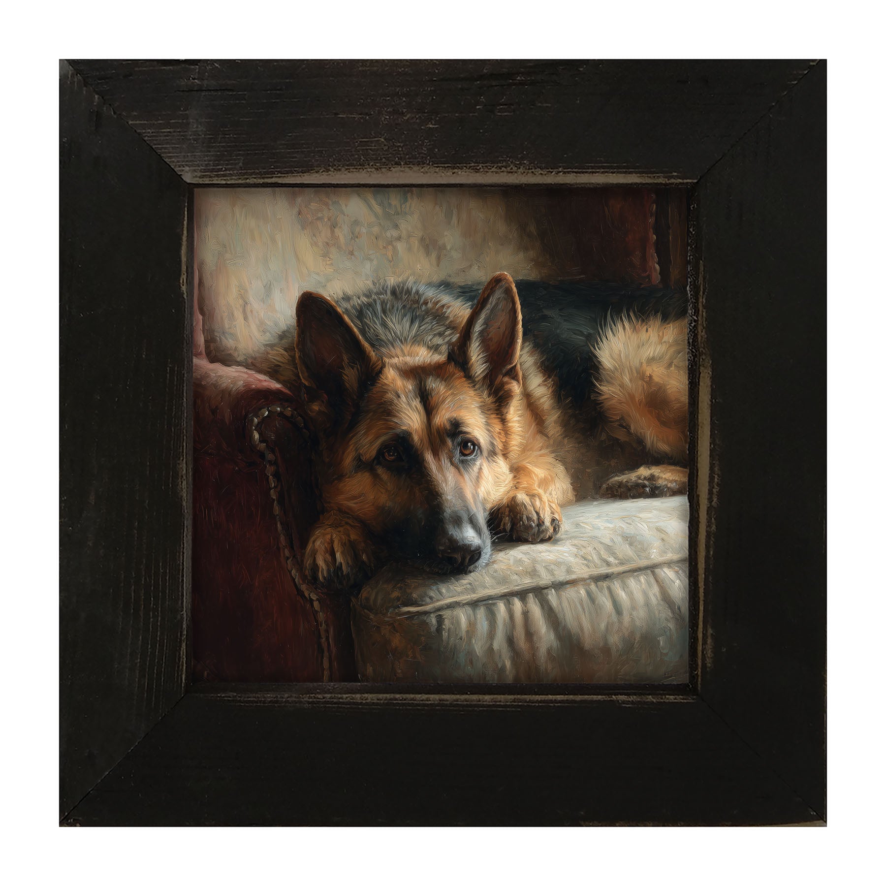 Armchair with German Shepard - Framed Art