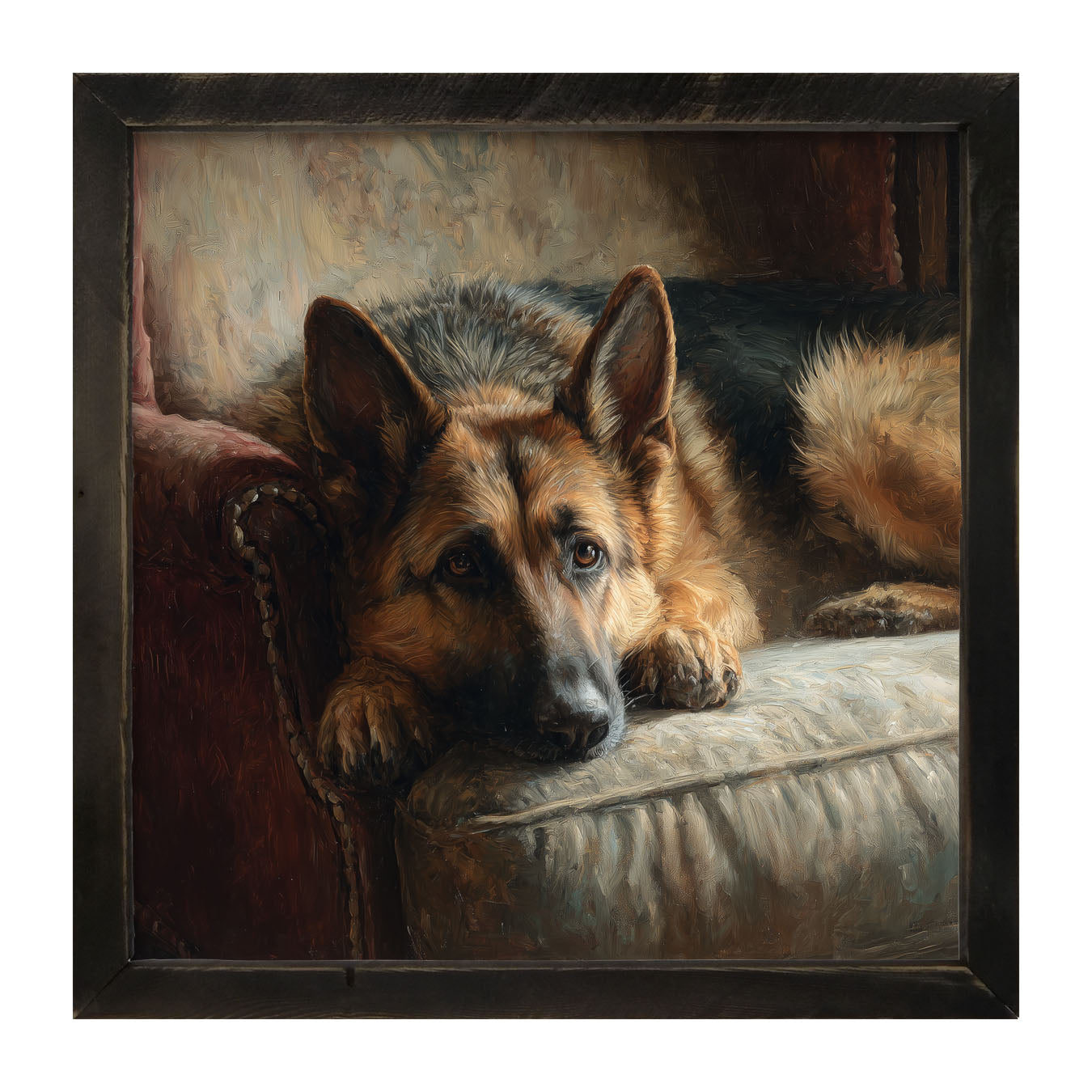 Armchair with German Shepard - Framed Art