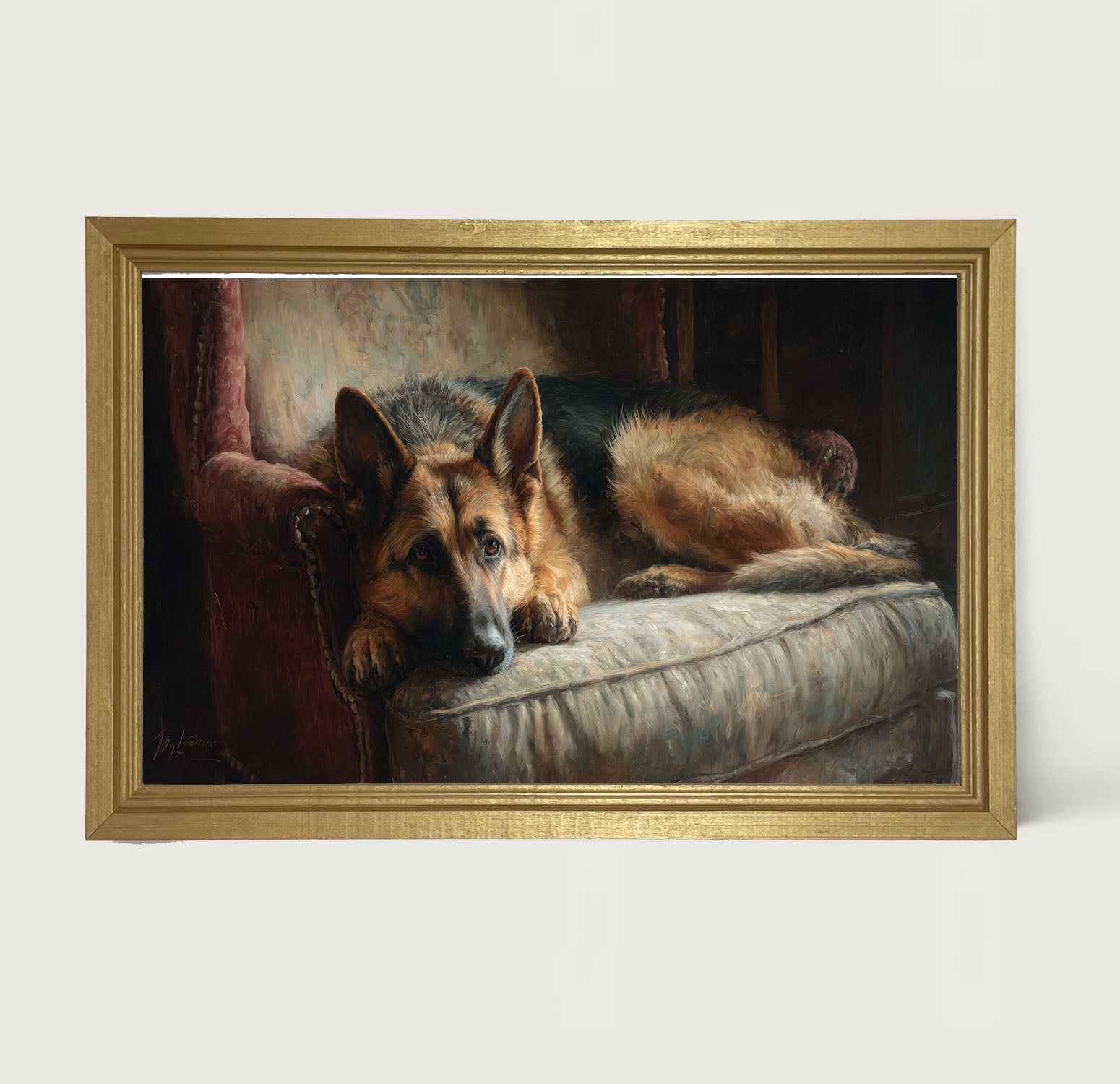 Armchair with German Shepard