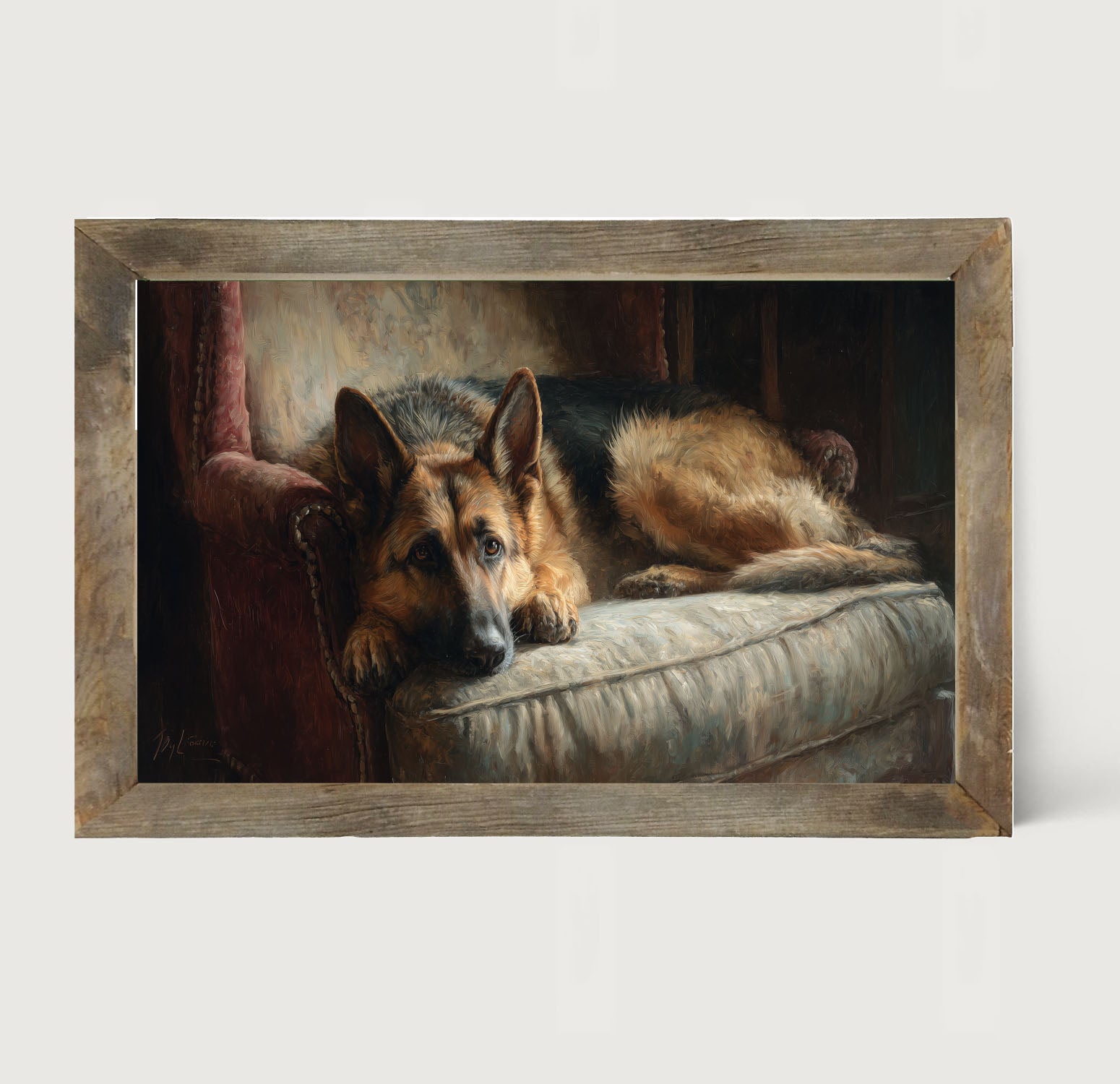 Armchair with German Shepard