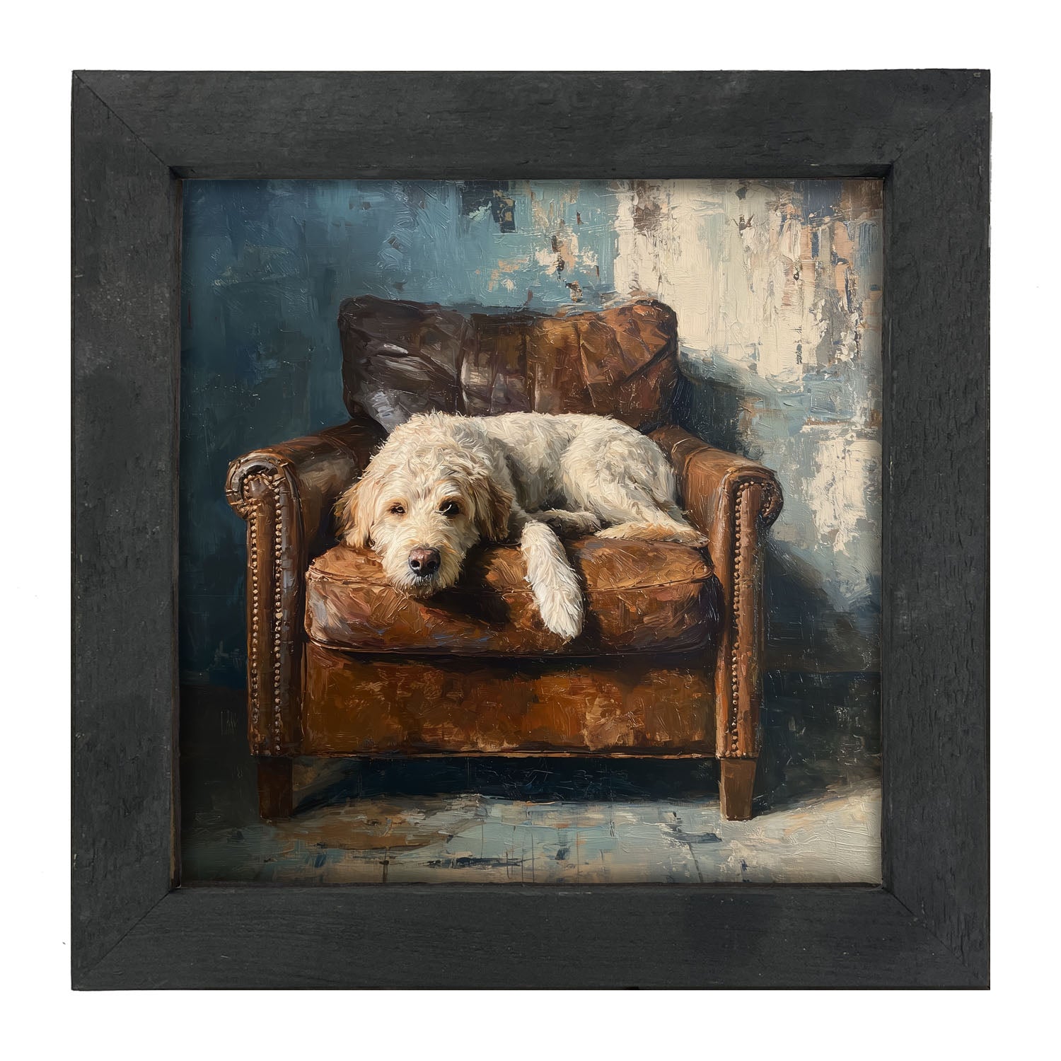 Armchair with Resting Labradoodle - Framed Art