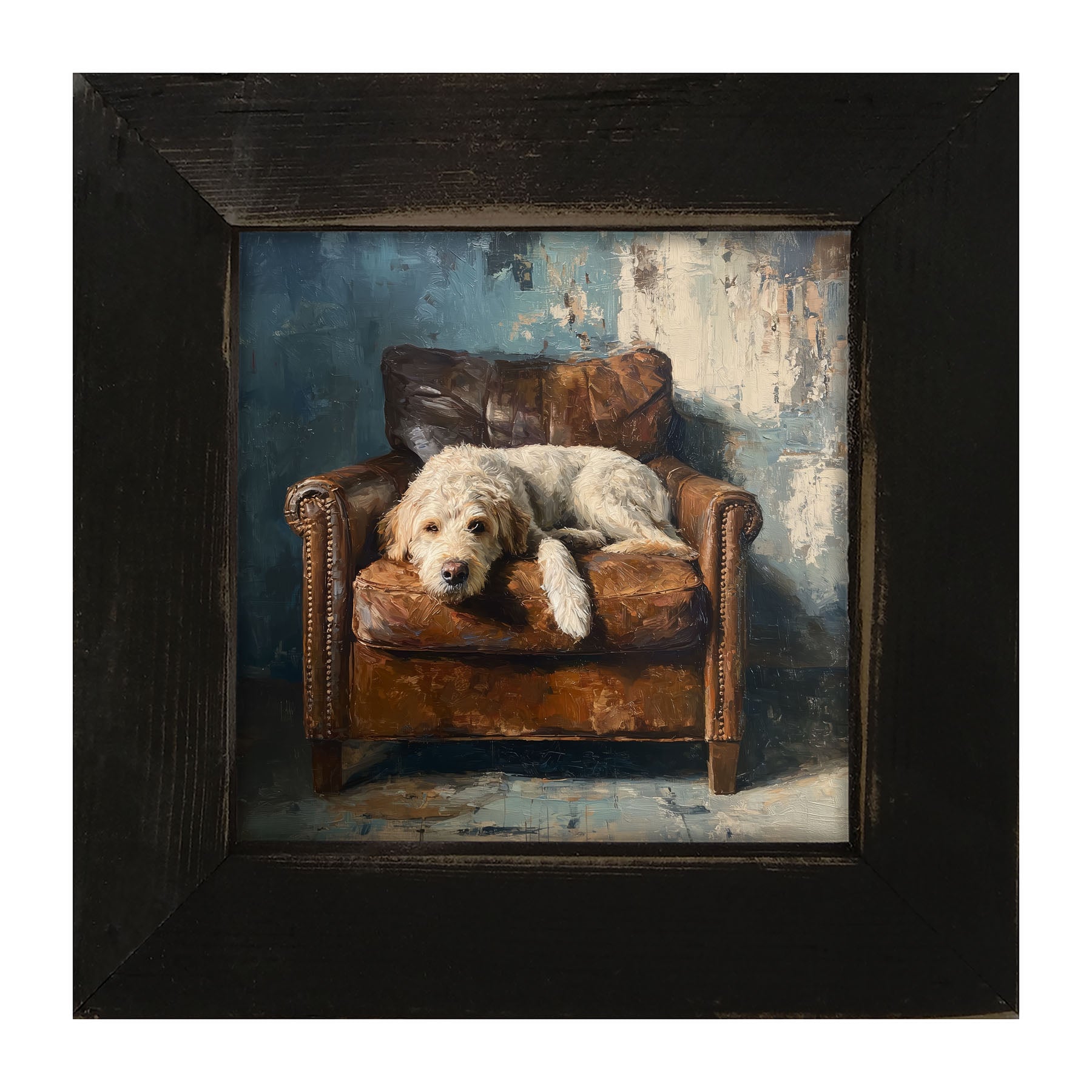 Armchair with Resting Labradoodle - Framed Art