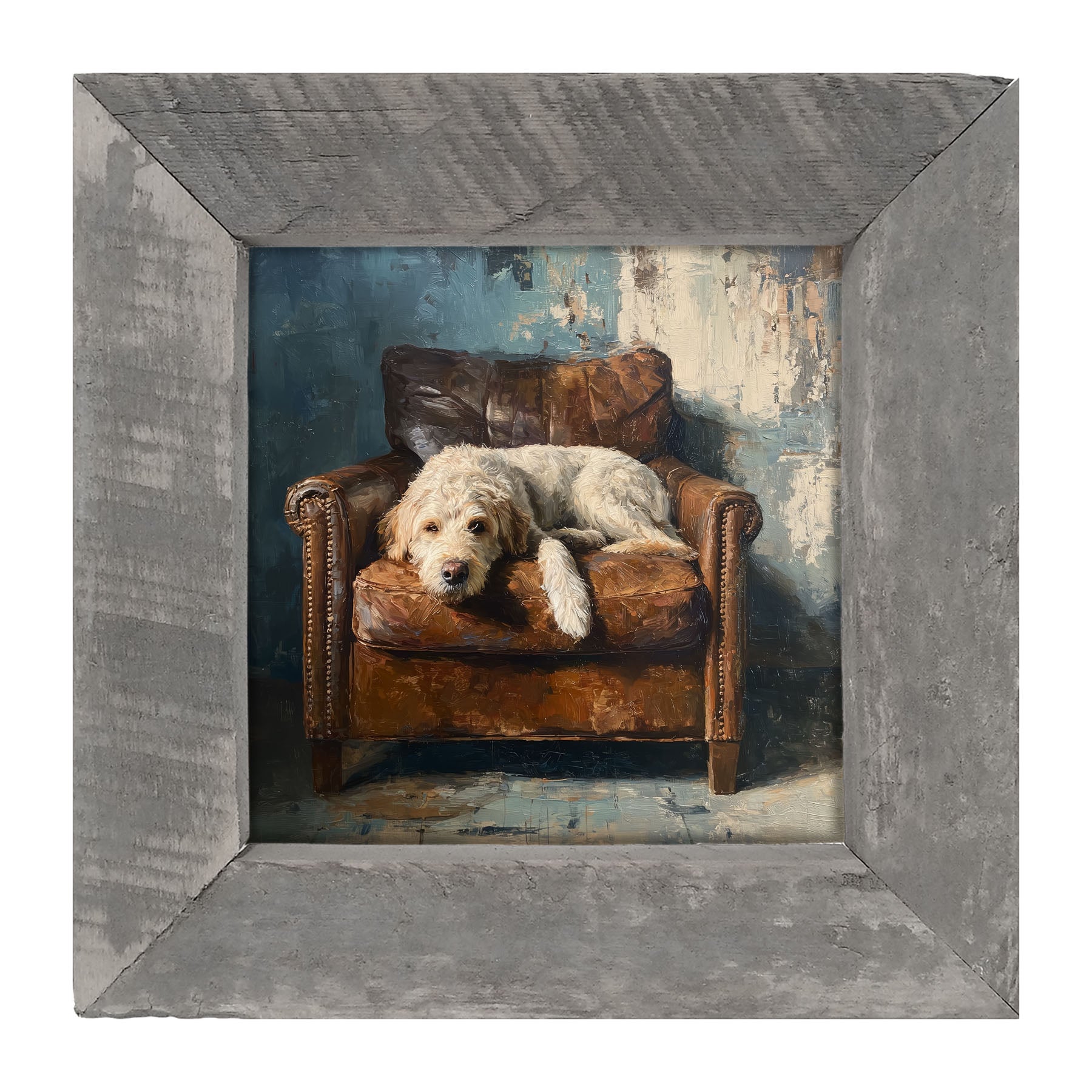 Armchair with Resting Labradoodle - Framed Art