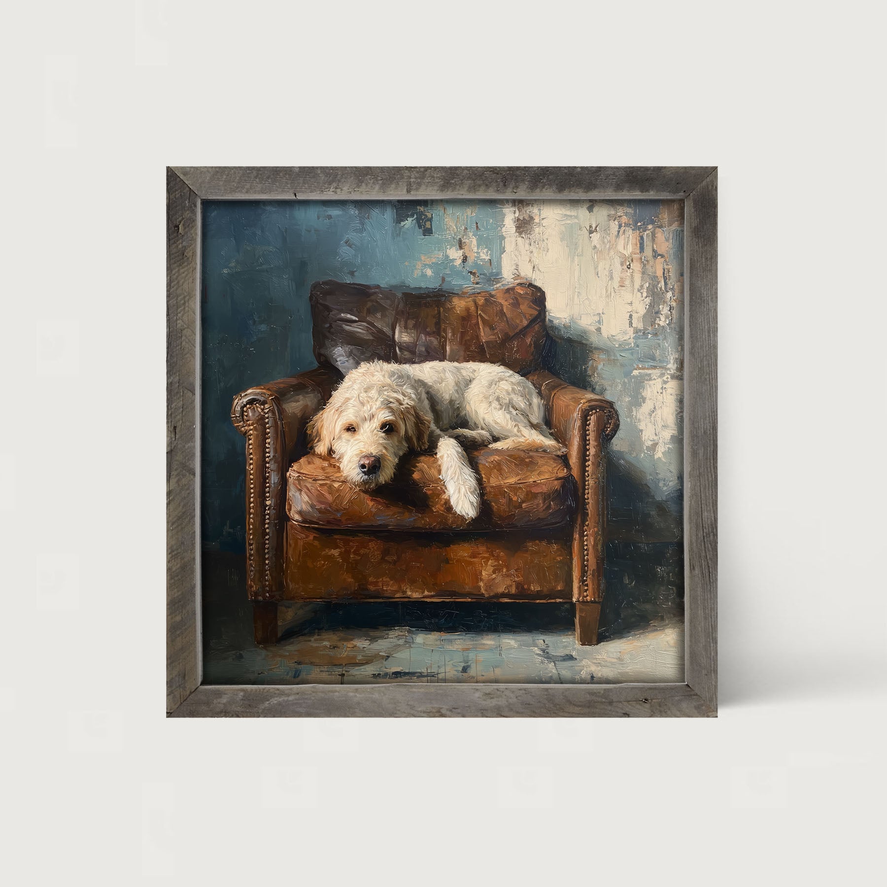 Armchair with Resting Labradoodle