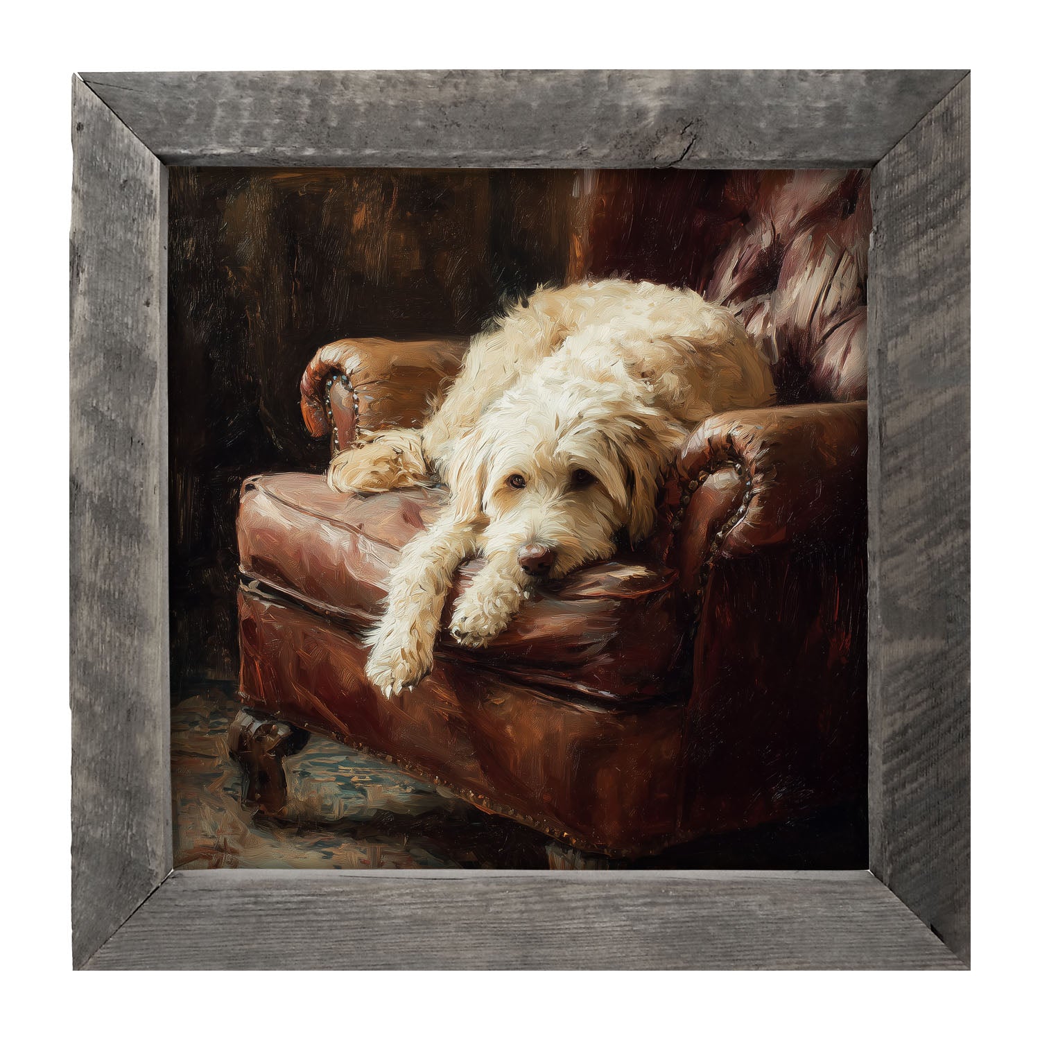 Armchair with Labradoodle - Framed Art