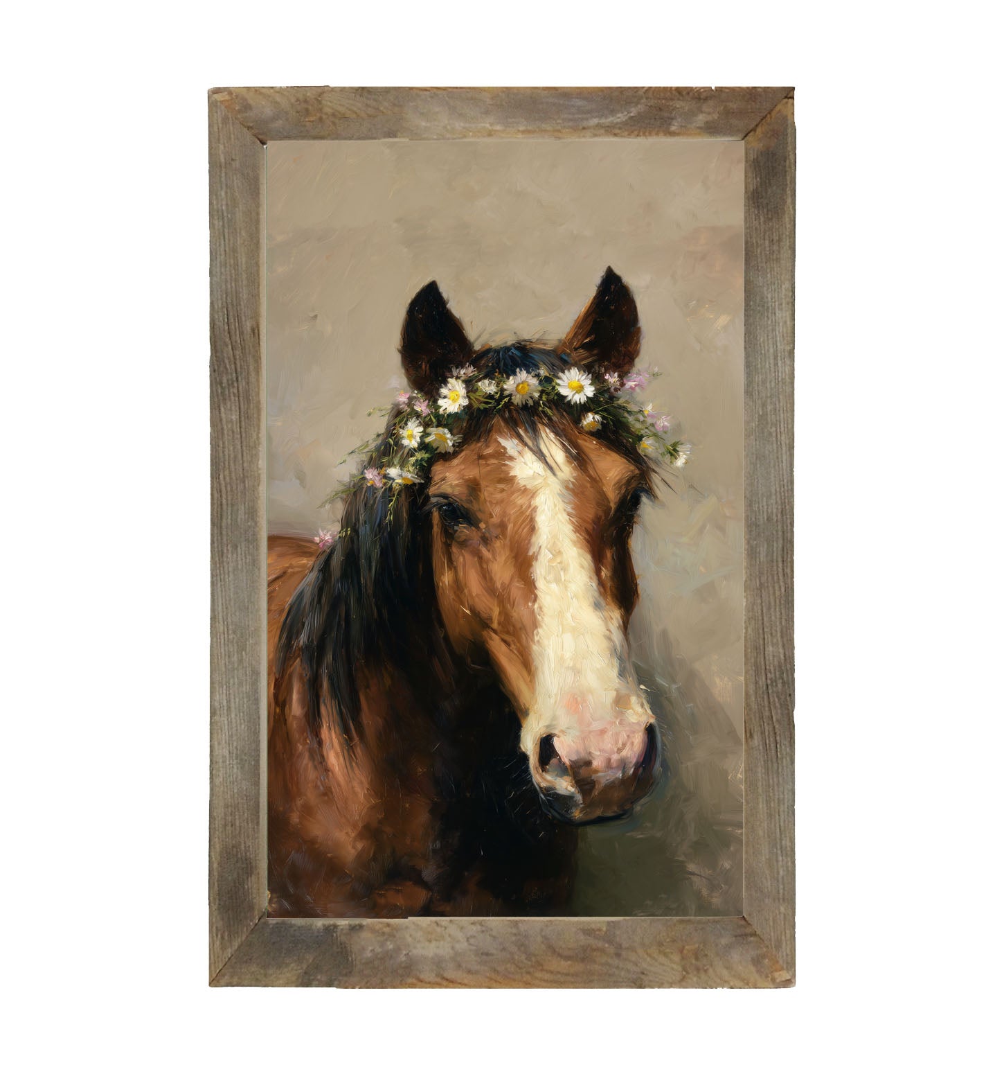 Horse with Flowery Mane - Framed Art