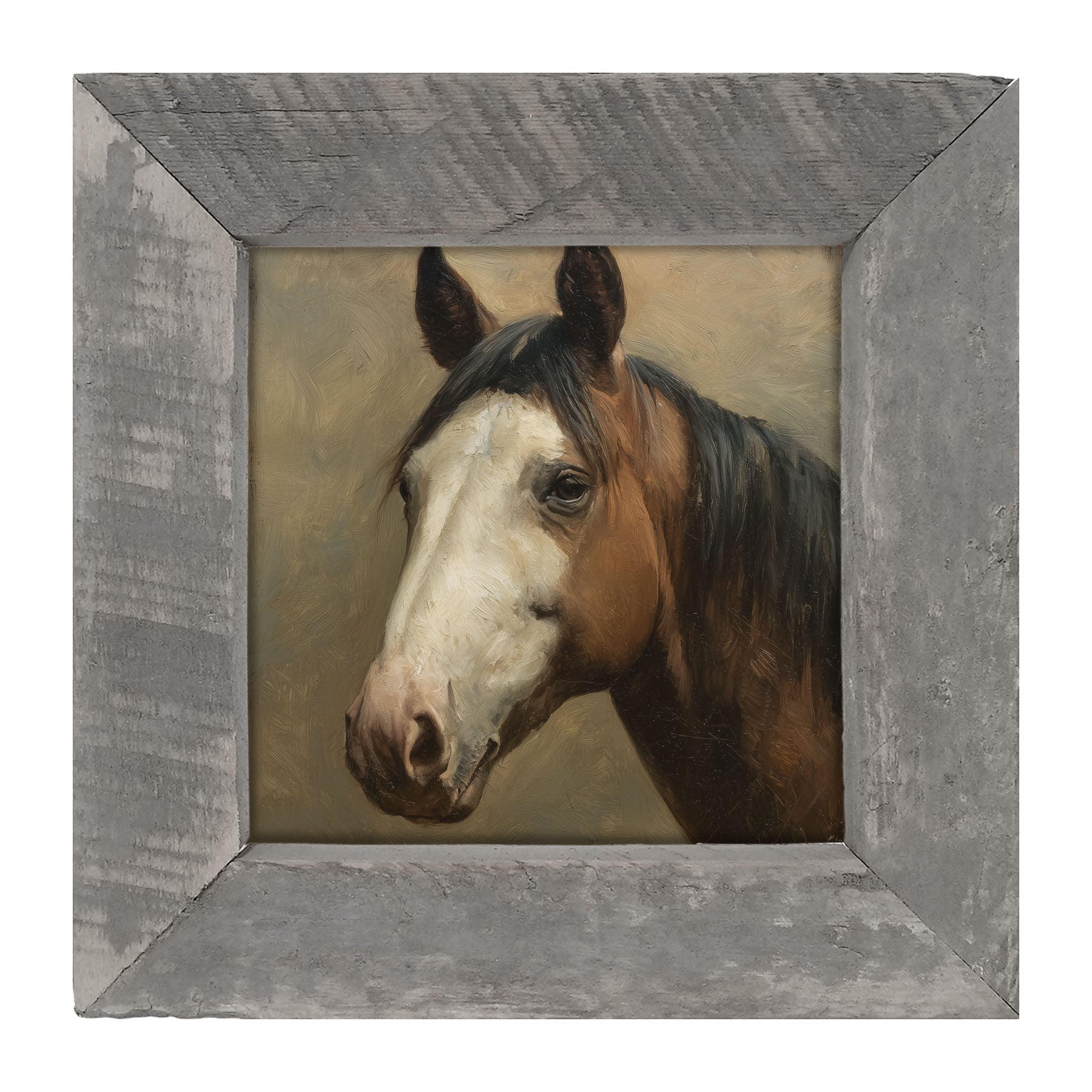 Portrait of a Brown and White Horse - Framed Art