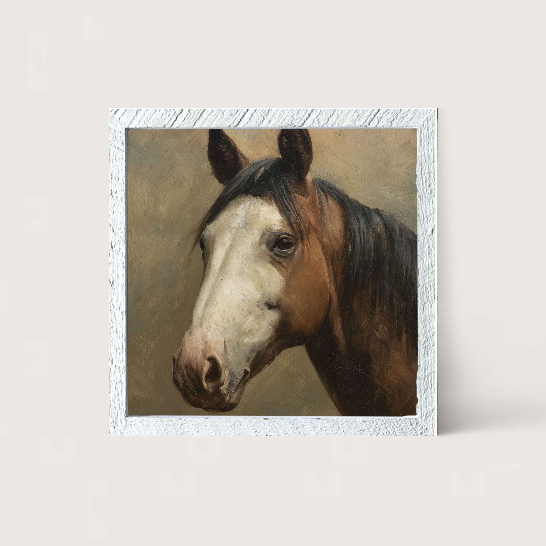 Portrait of a Brown and White Horse