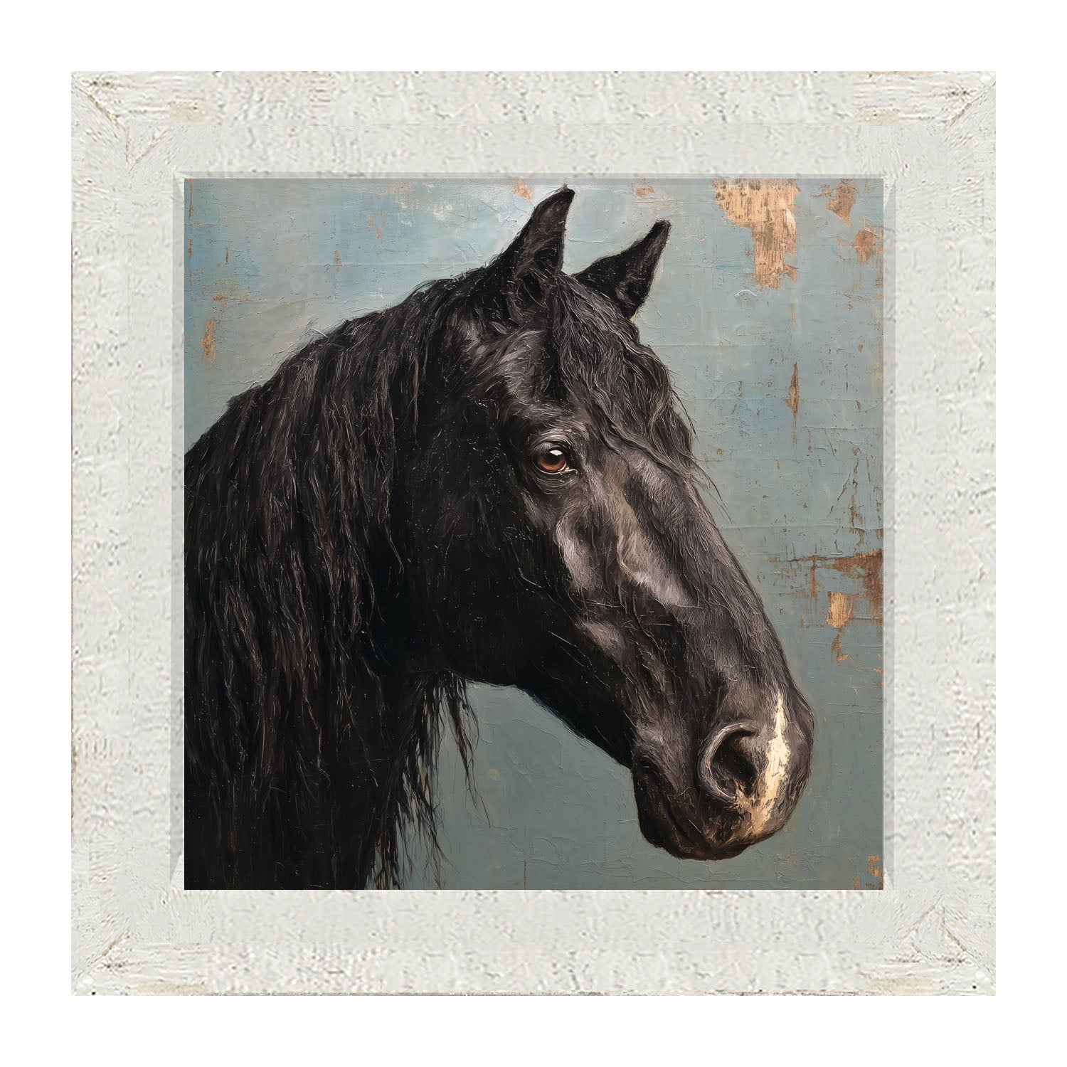 Portrait of a Black Horse - Framed Art
