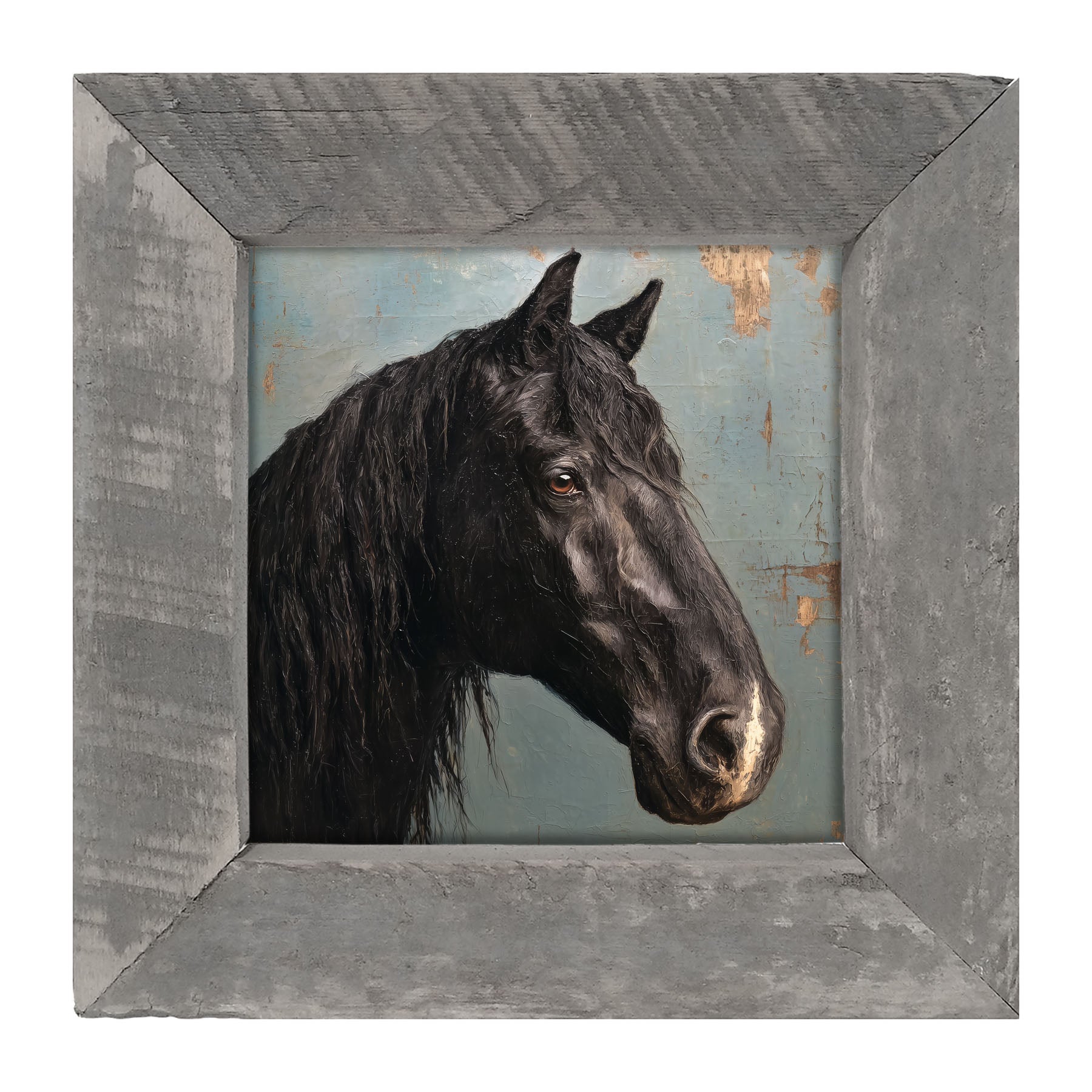 Portrait of a Black Horse - Framed Art