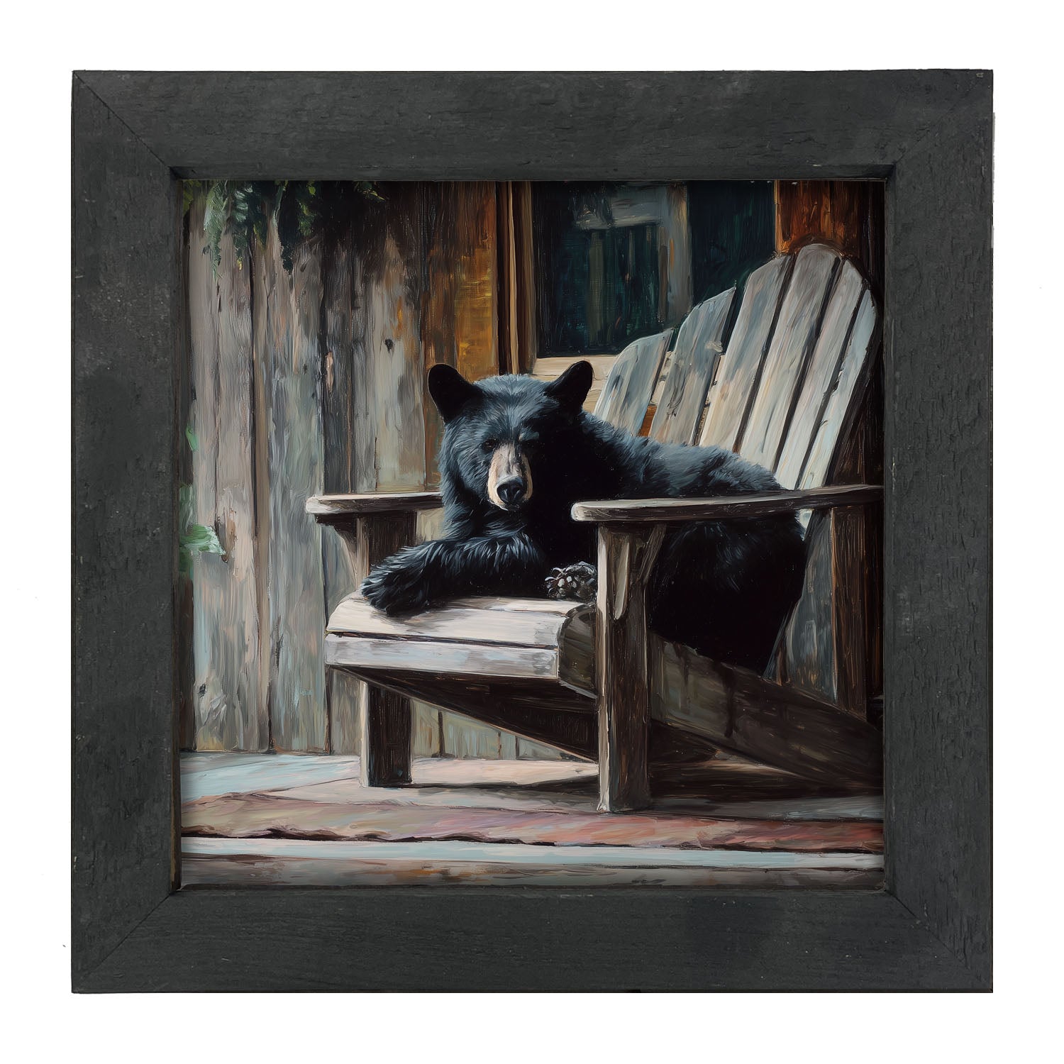 Adirondack Chair with Black Bear - Framed Art
