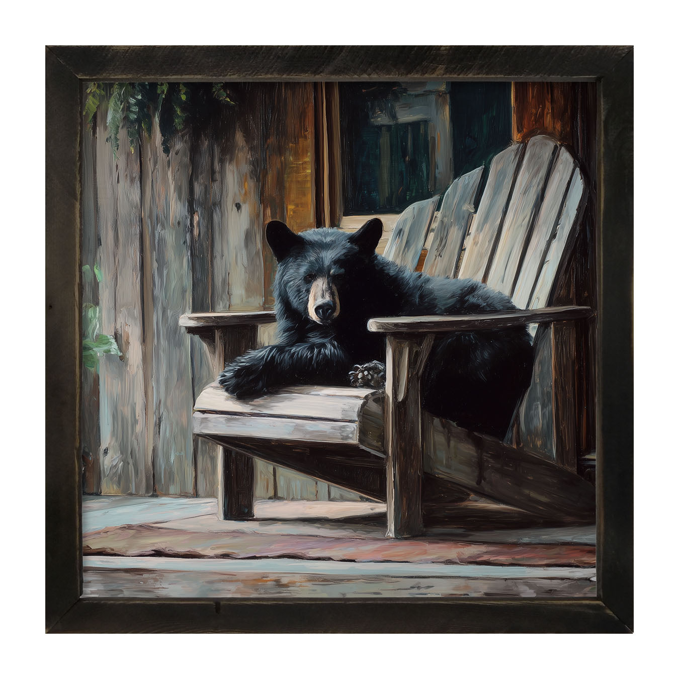 Adirondack Chair with Black Bear - Framed Art
