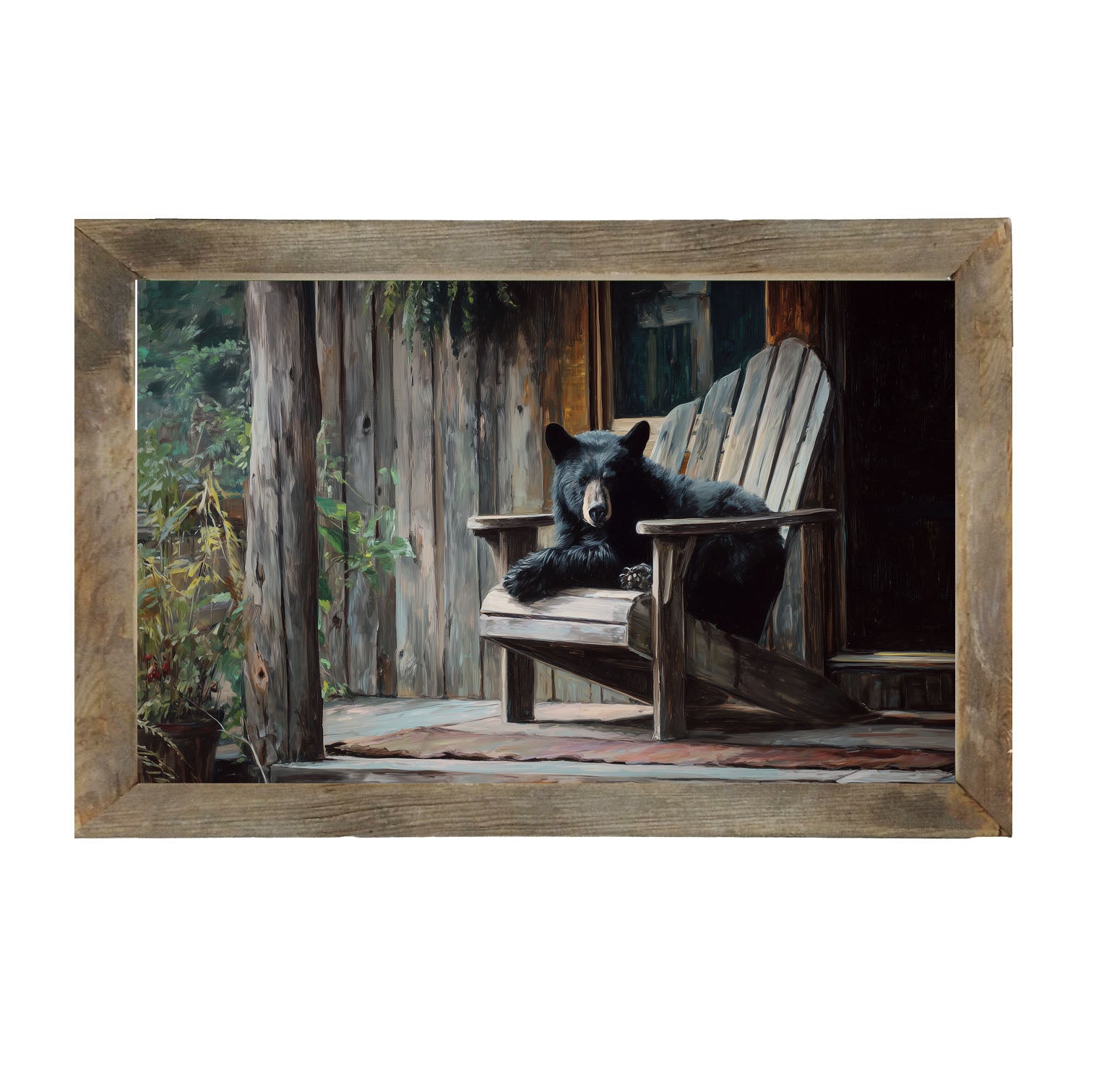 Adirondack Chair with Black Bear - Framed Art