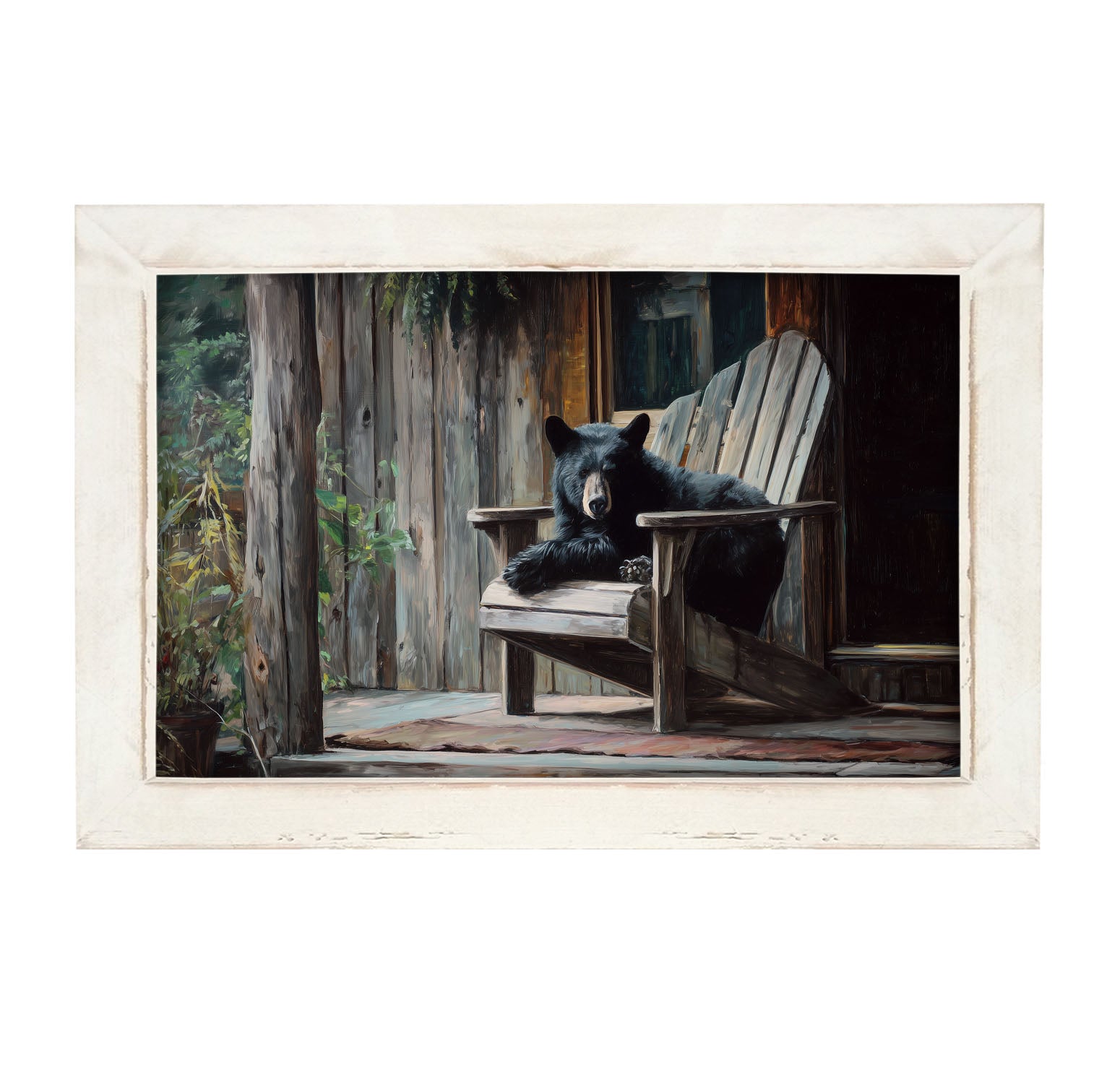 Adirondack Chair with Black Bear - Framed Art