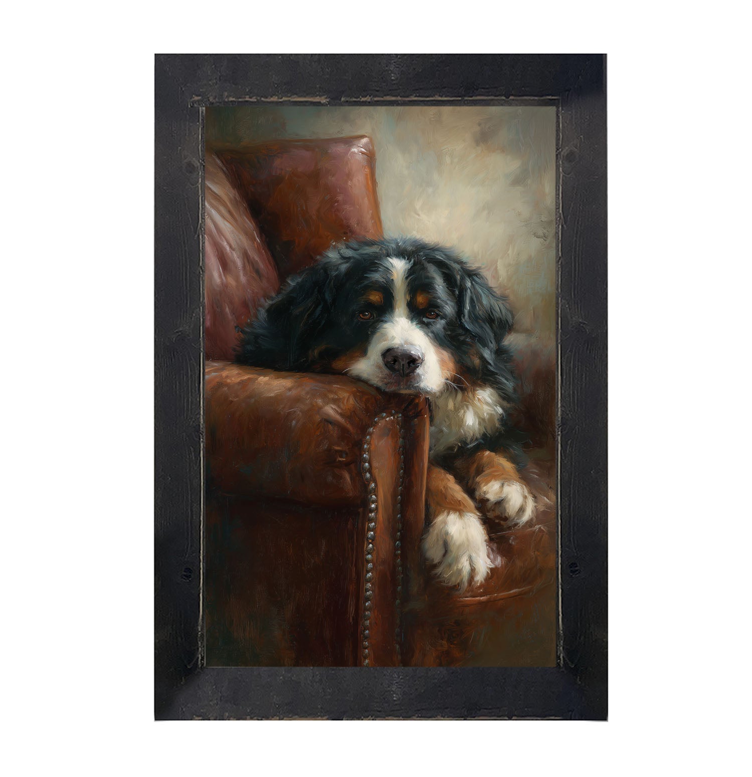 Armchair with Bernese Mountain Dog - Framed Art