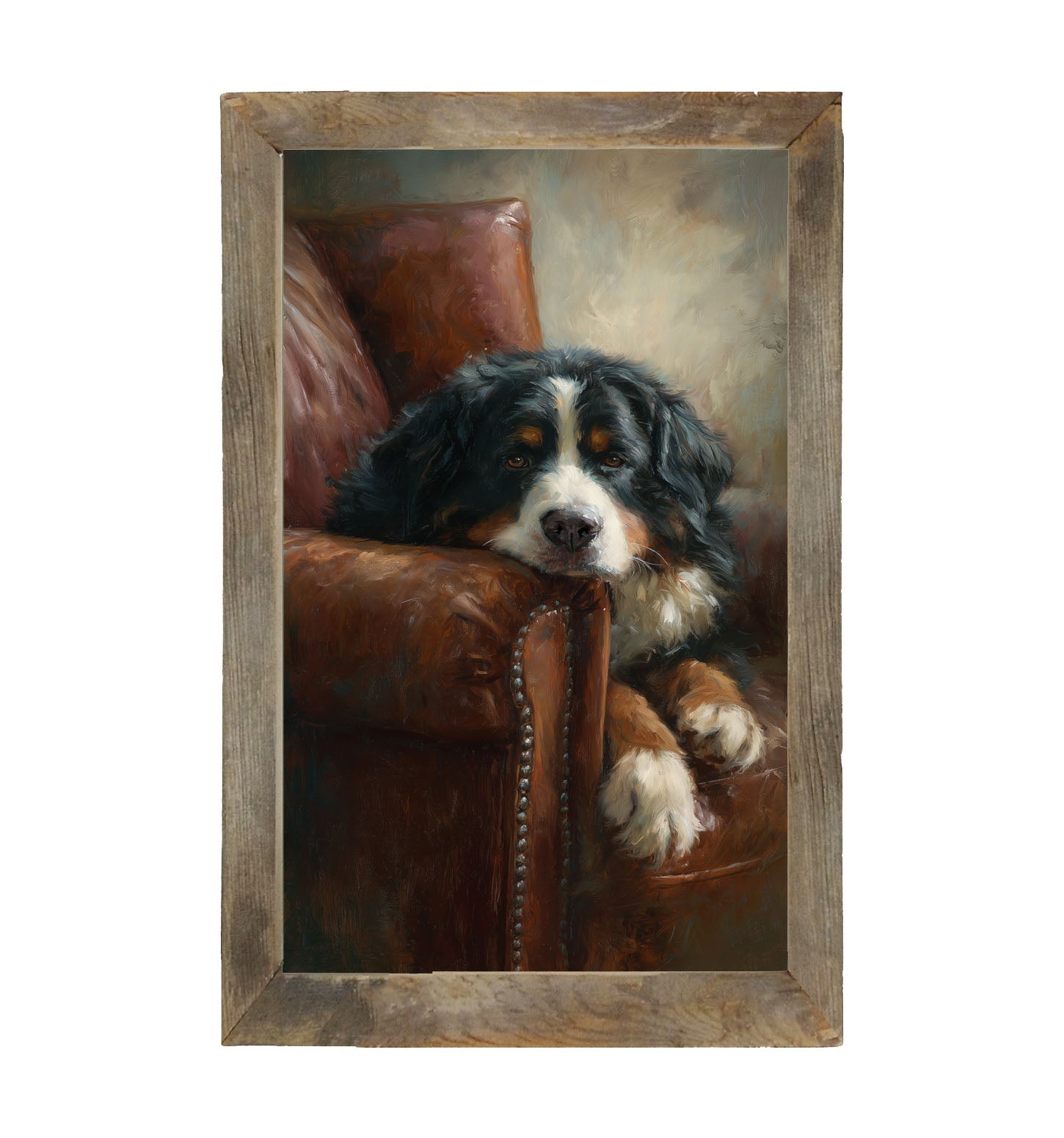 Armchair with Bernese Mountain Dog - Framed Art