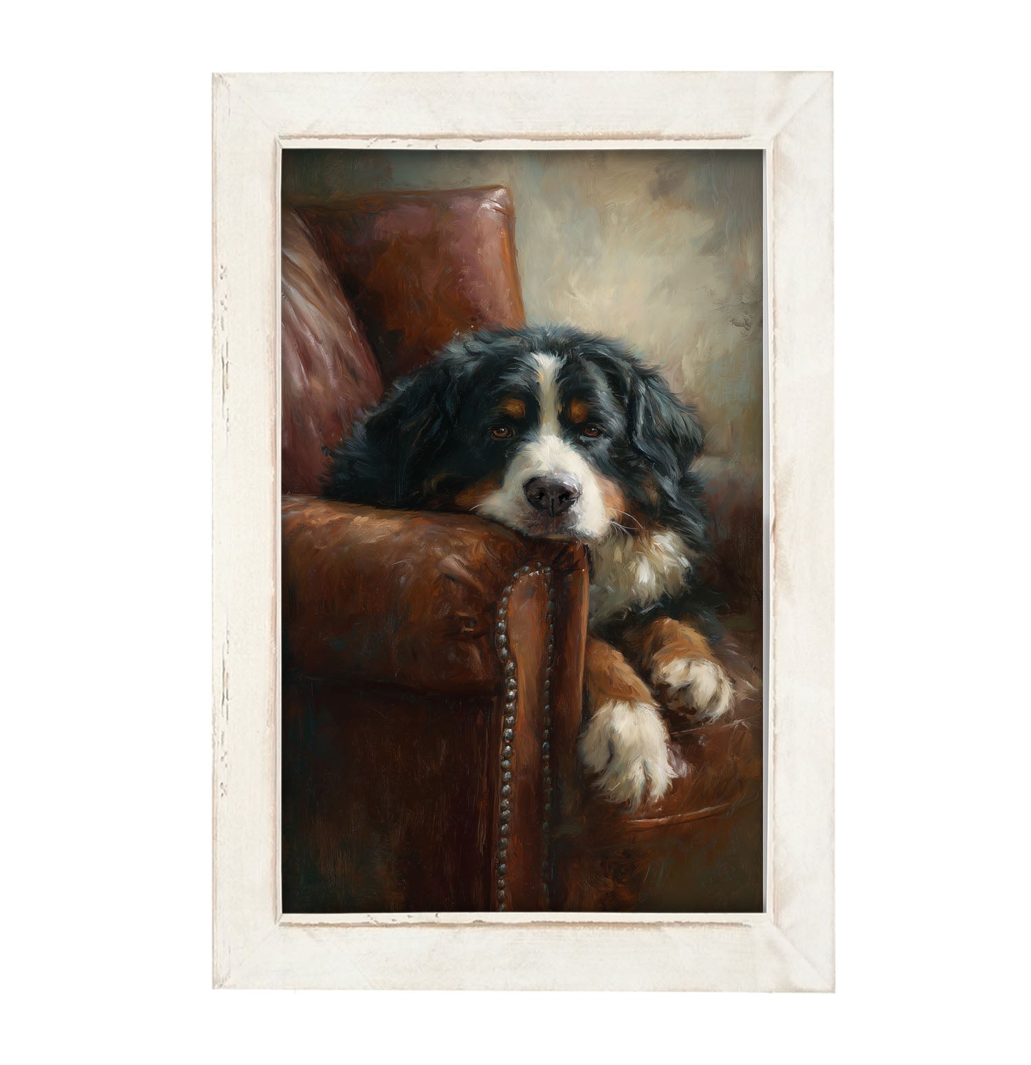 Armchair with Bernese Mountain Dog - Framed Art