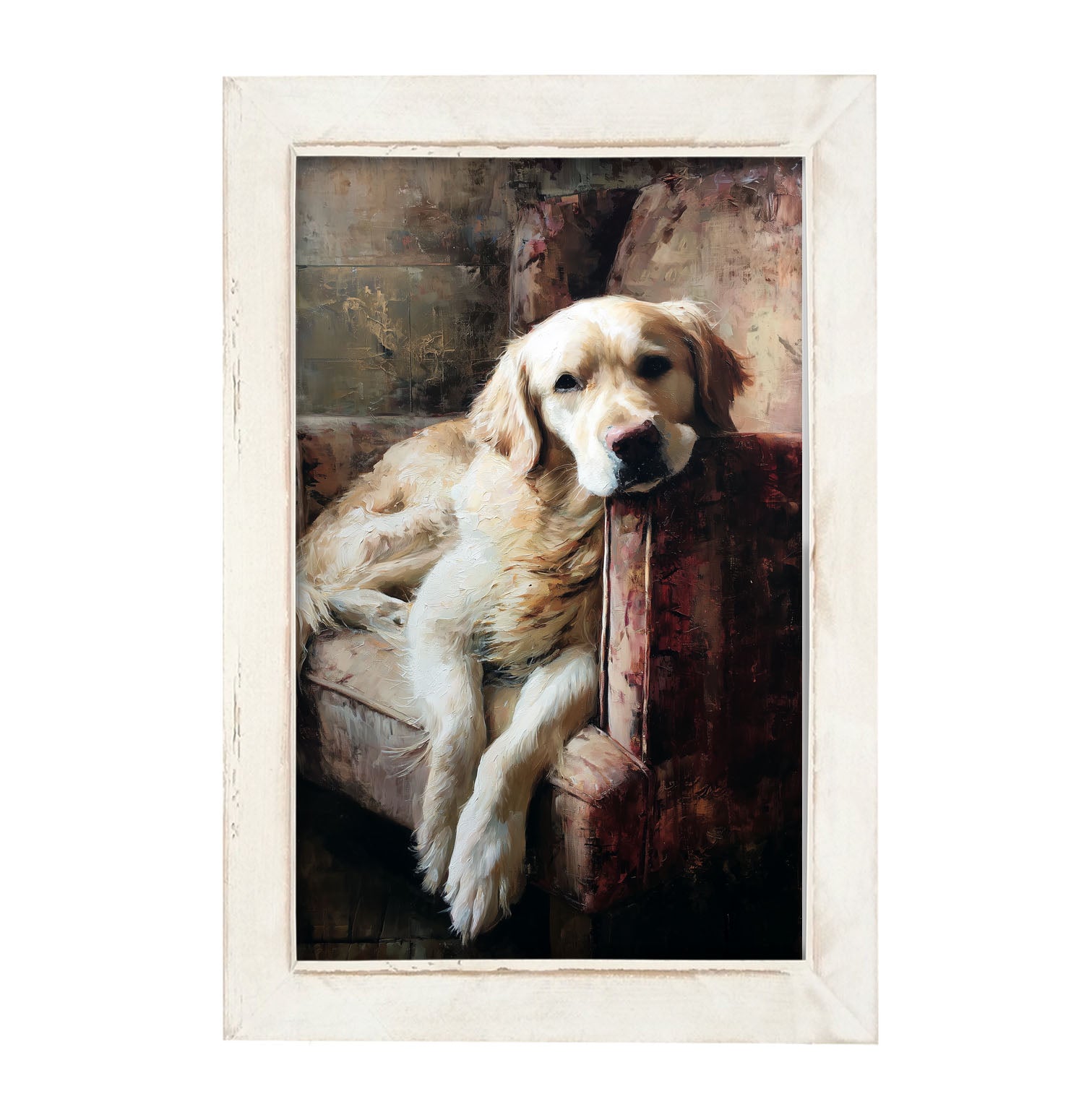Armchair with Yellow Labrador - Framed Art