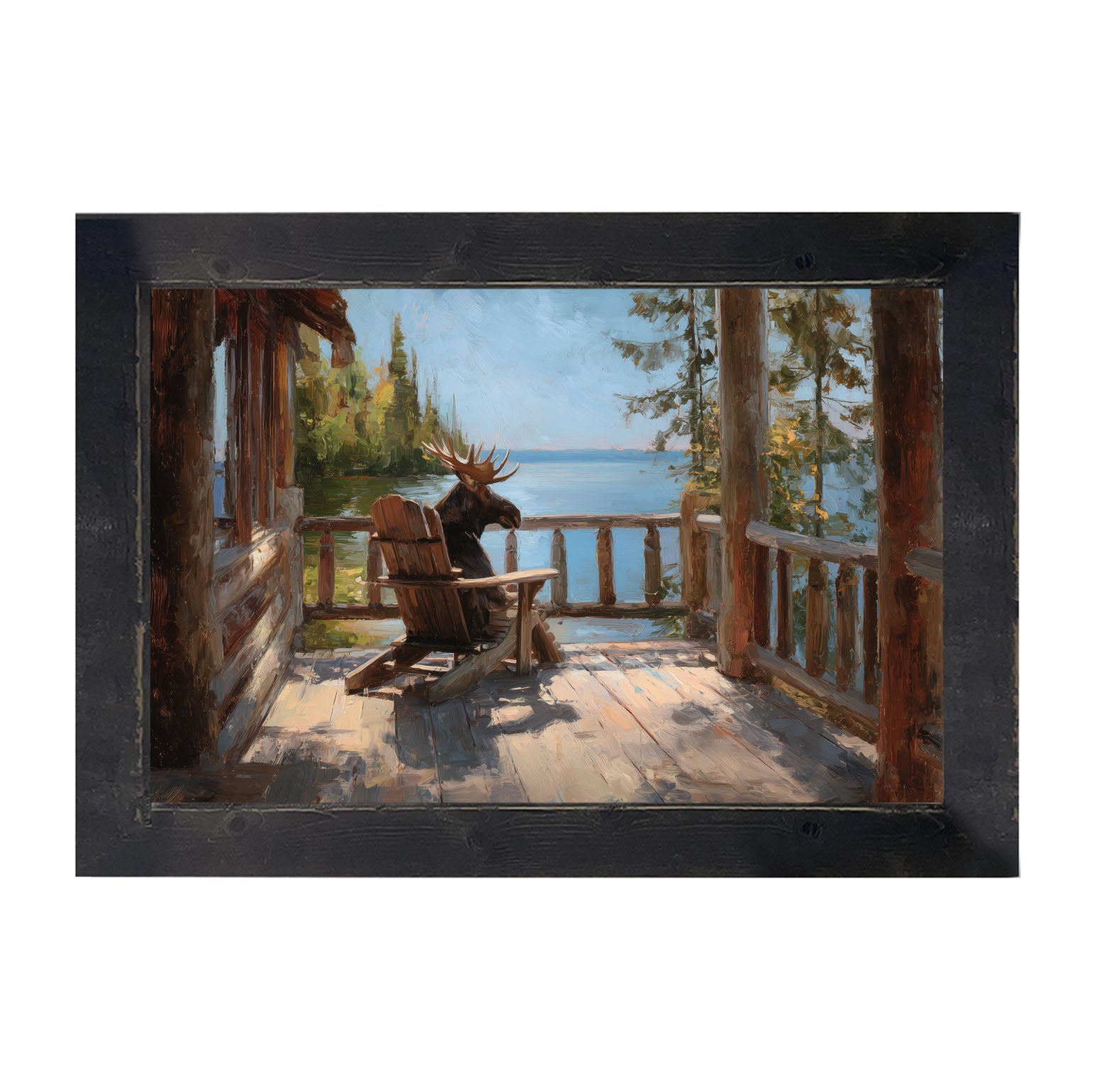Adirondack Chair with Moose - Framed Art