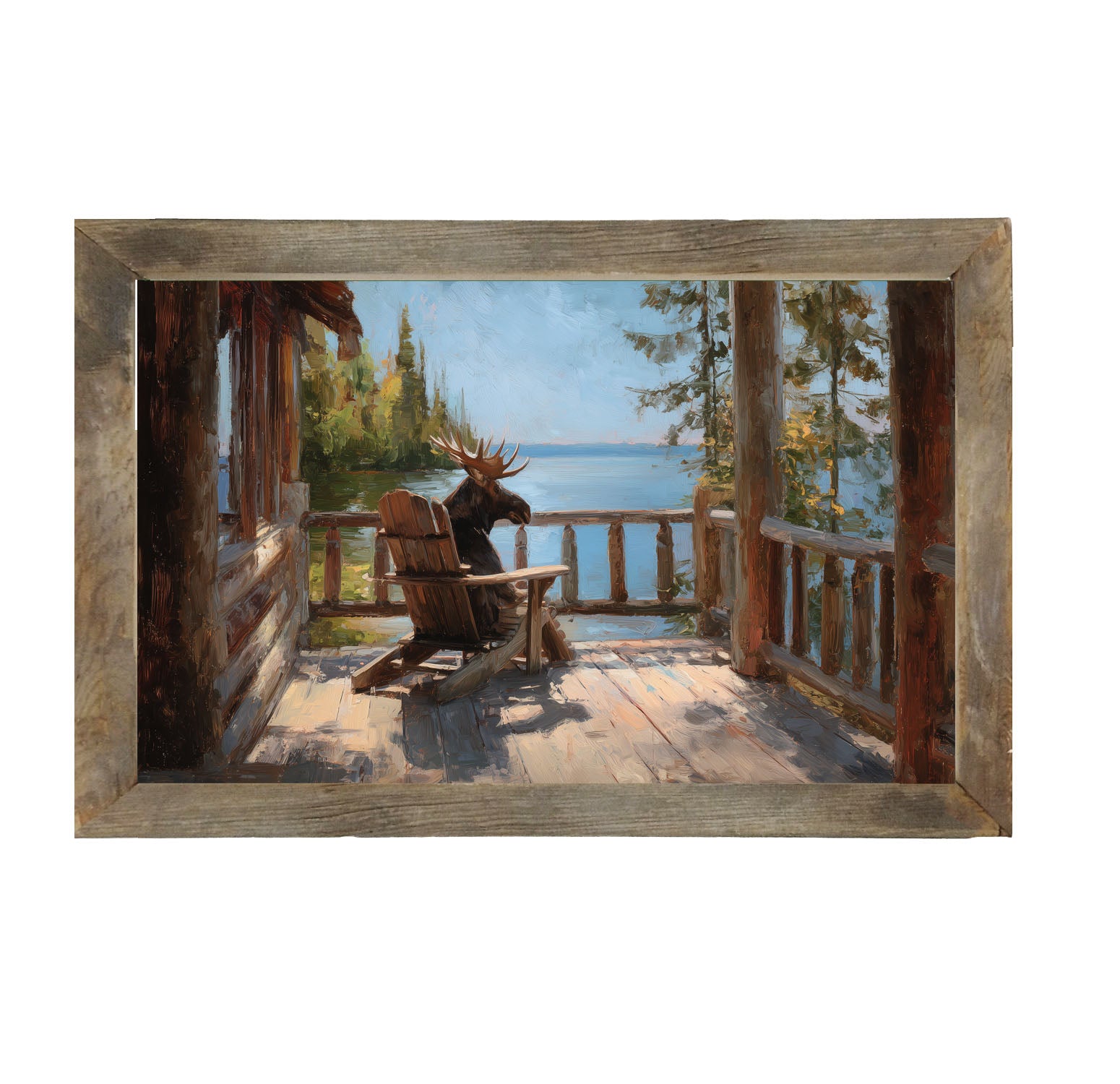 Adirondack Chair with Moose - Framed Art