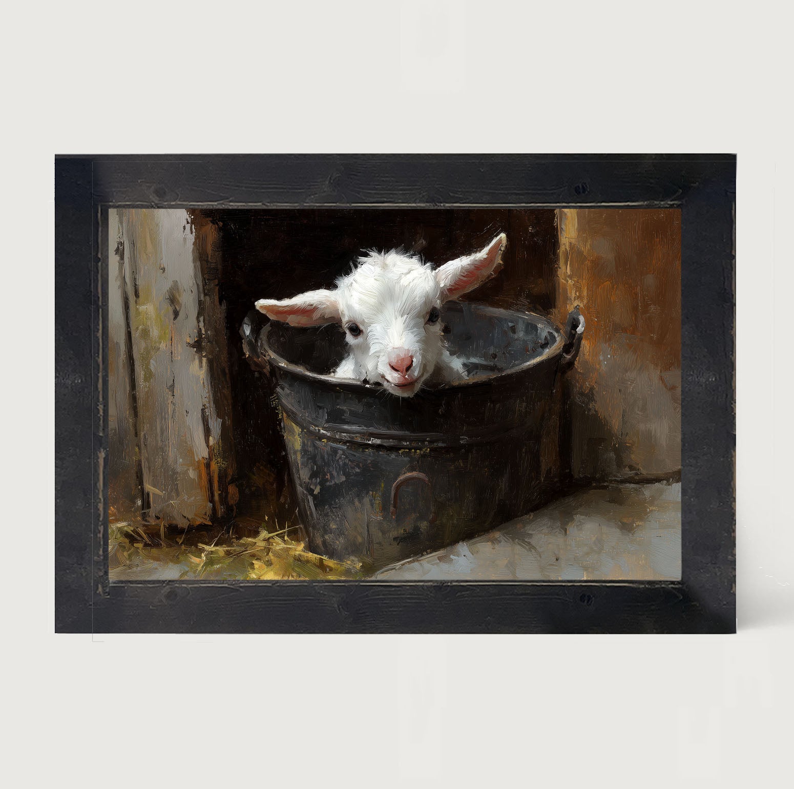 Metal Bucket with Happy Lamb